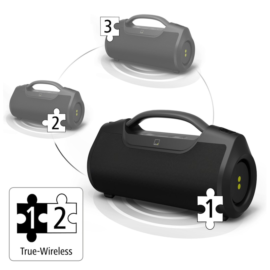 aha Bluetooth-Lautsprecher »N-ERGY, 60W stereo, kabellos, Powerbank, wasserdicht nach IPX6«