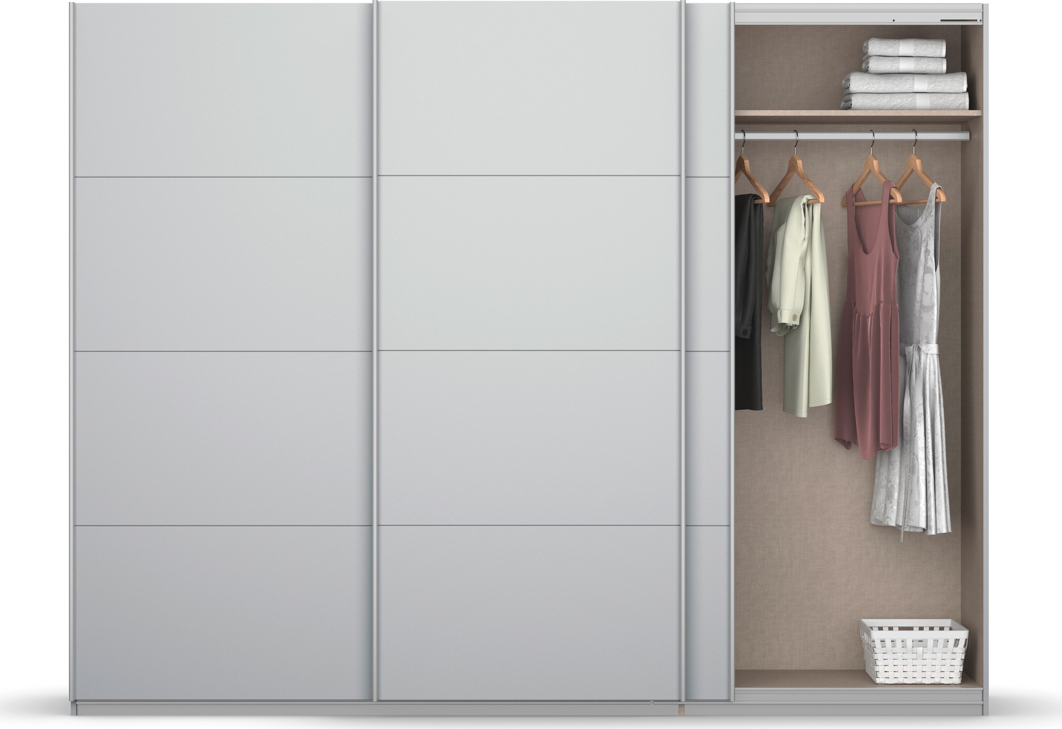 rauch Schwebetürenschrank »Kleiderschrank Schrank Garderobe KOLUNA mit Dekor-Front«, inkl. 2 Innenschubladen sowie extra Einlegeböden MADE IN GERMANY