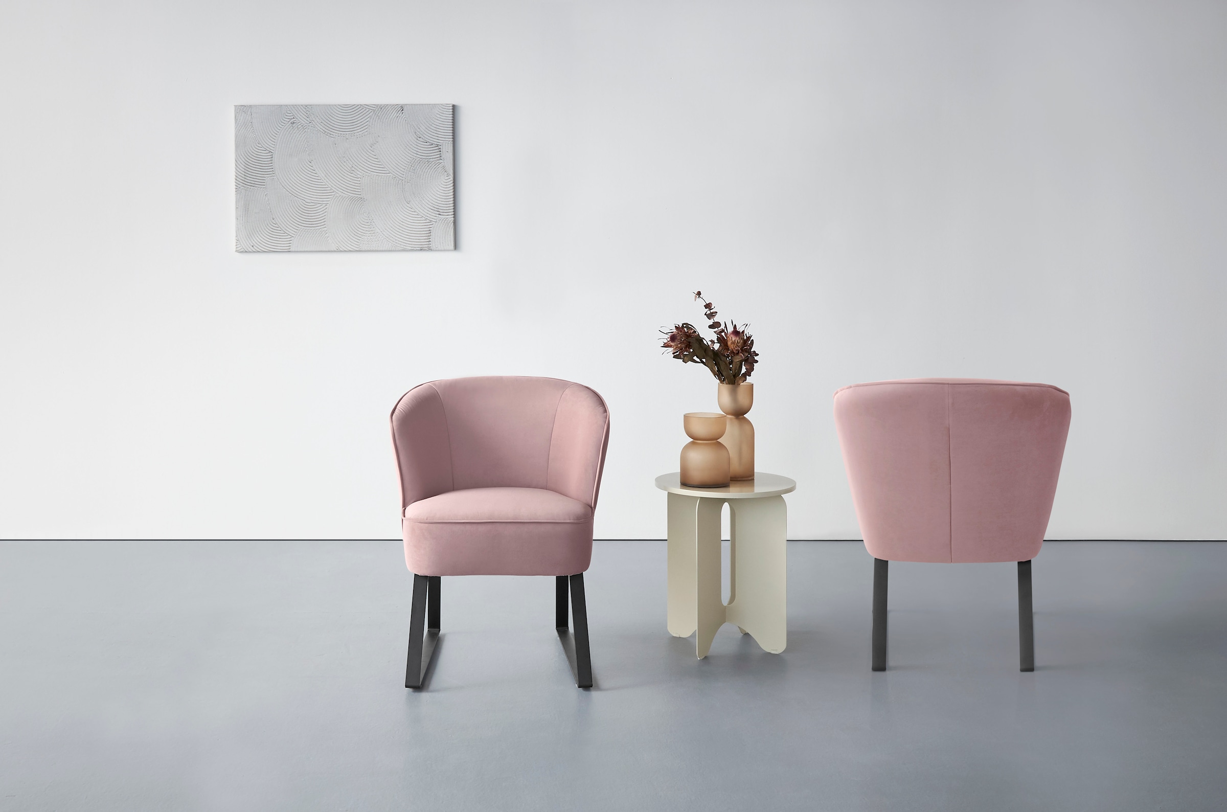 exxpo - sofa fashion Sessel »Americano, Loungesessel«, mit Keder und Metallfüßen, Bezug in verschiedenen Qualitäten, 1 Stck.