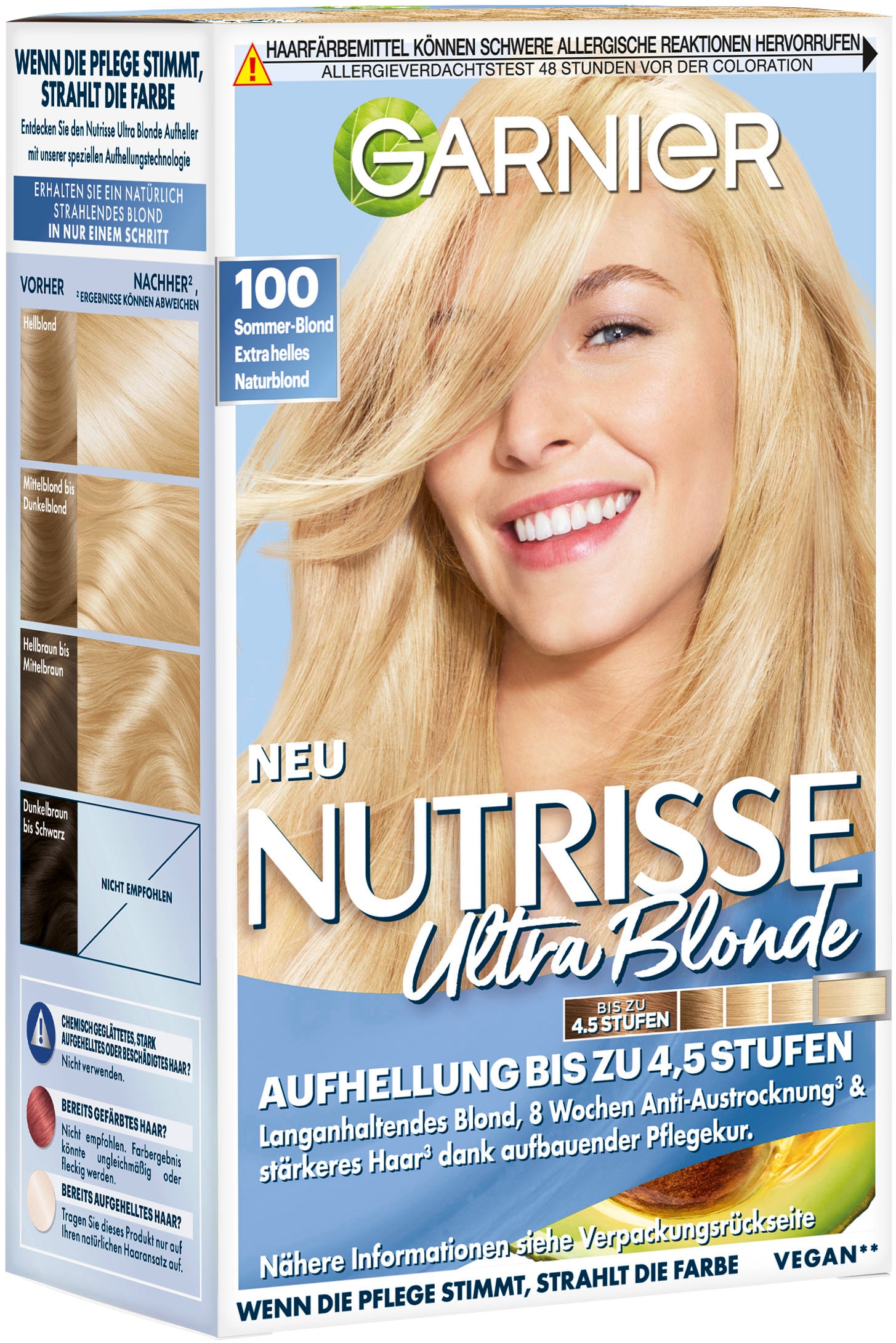GARNIER Coloration »Garnier Nutrisse Ultra Blonde«, (Packung, 3 tlg.), mit pflegender Formel