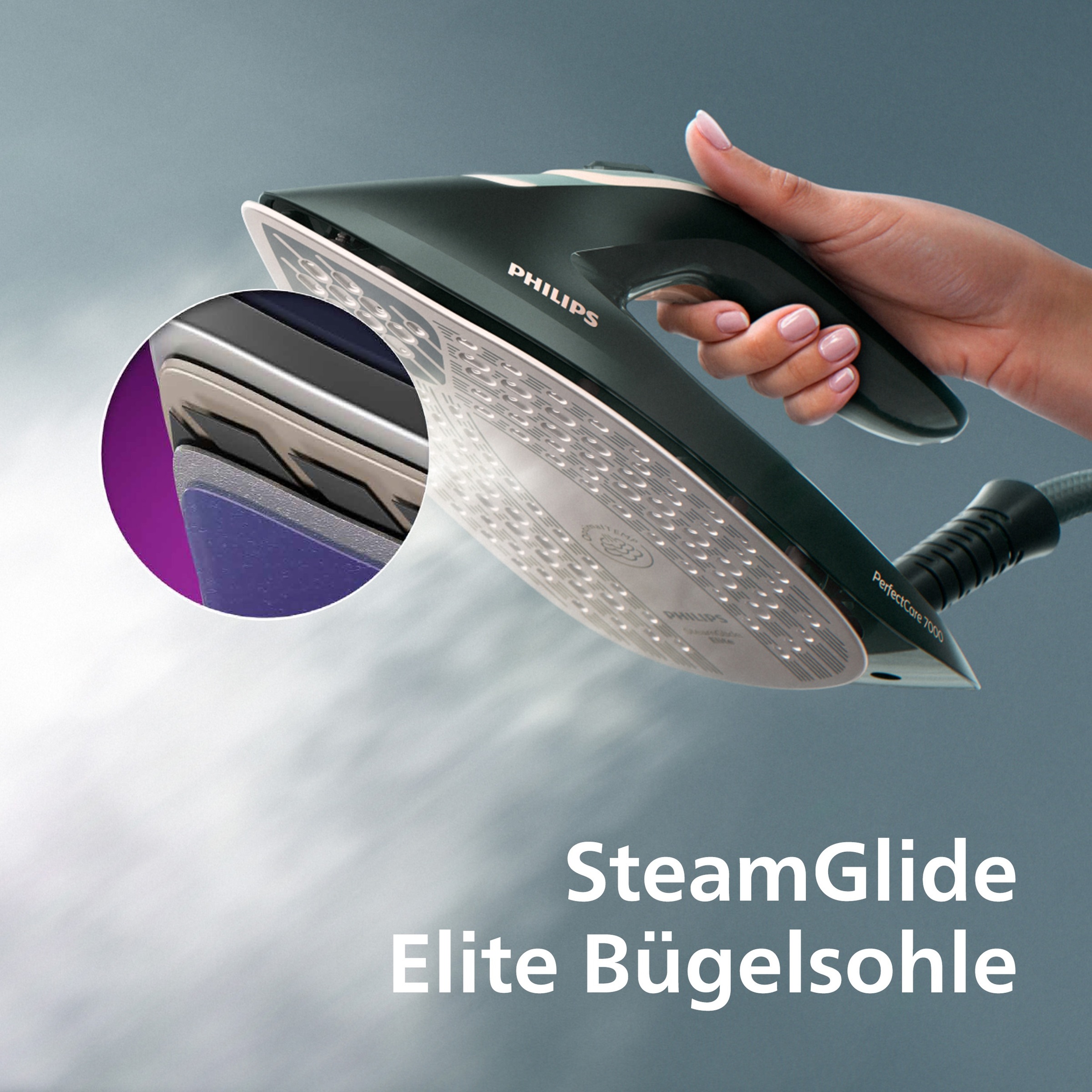 Philips Dampfbügelstation »PerfectCare 7000 Series PSG7200/20, Blau« 1,5 ml Wassertank 2.850 Watt, OptimalTemp & TurboPower-Dampfmotor, 600 gr Dampfstoß