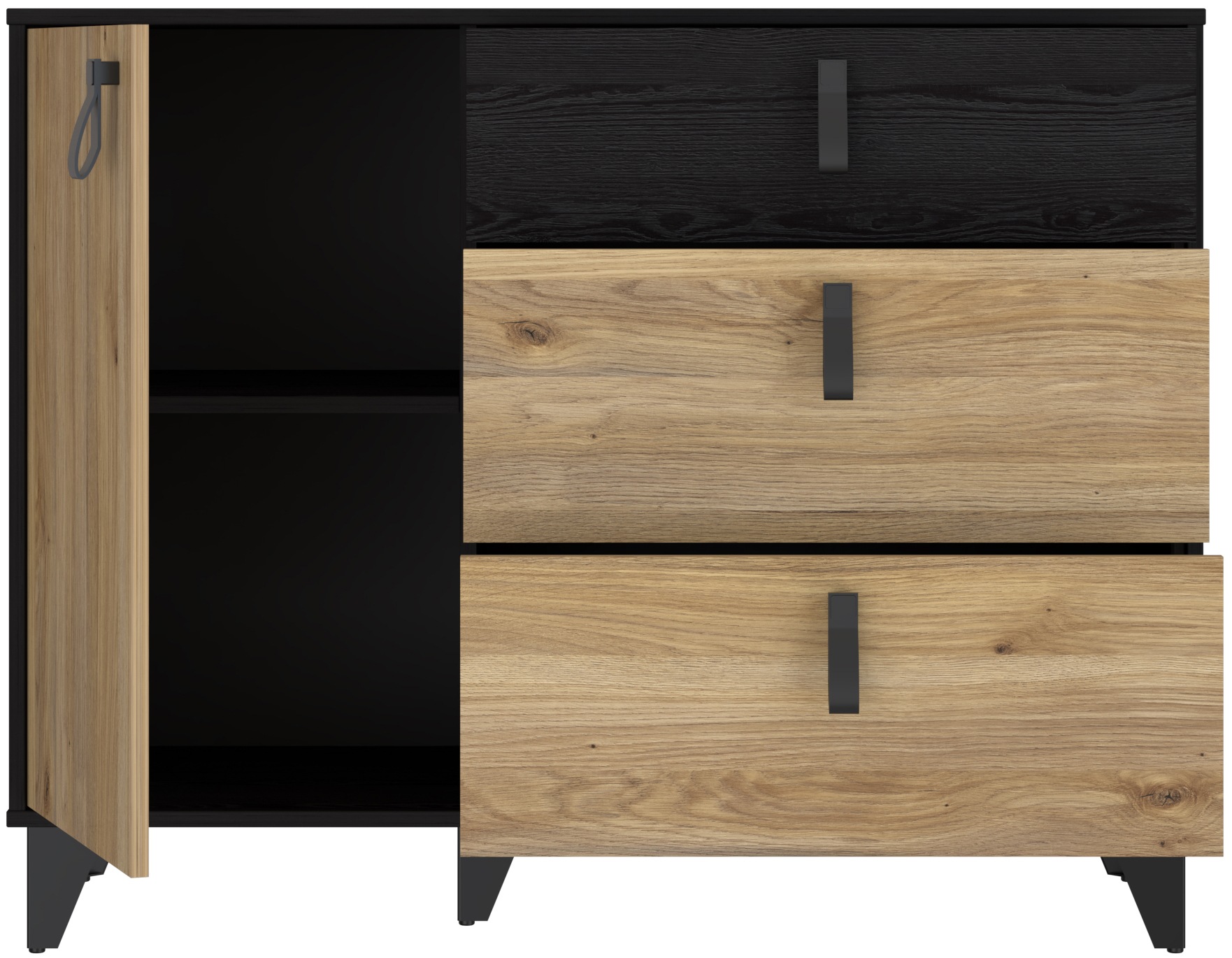 FORTE Sideboard »Lya«, Sideboard 3 Schubkästen, 1 Tür, Stauraum, Griffschlaufen