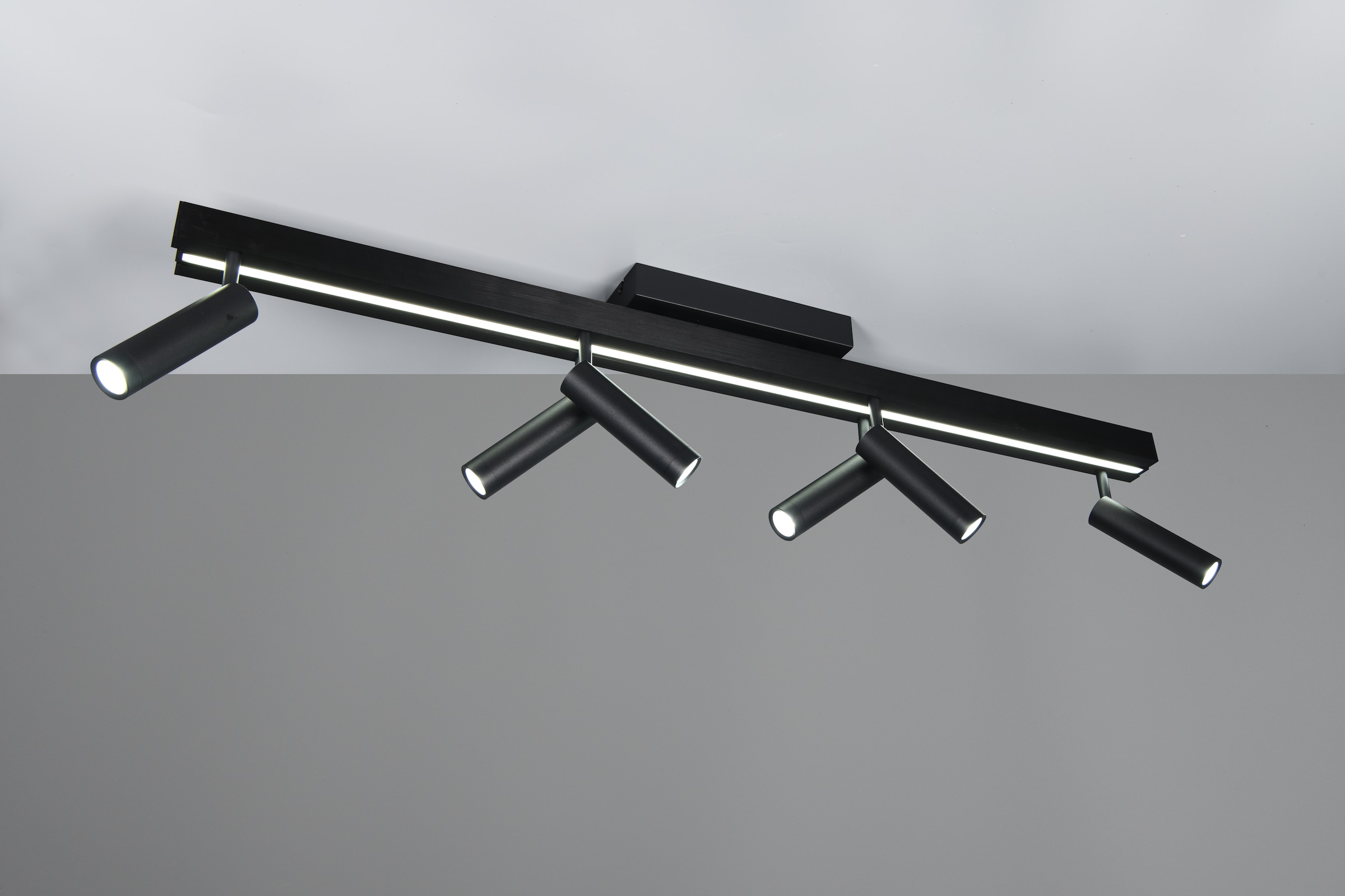 TRIO Leuchten LED Deckenleuchte »ZENO ausziehbare LED Deckenlampe mit 6 verstellbaren Spots dimmbar CCT« LED-Board 1 Stk. warmweiß - kaltweiß getrennt schaltbare Spots, Lichtfarbe einstellbar inkl Fernbedienung