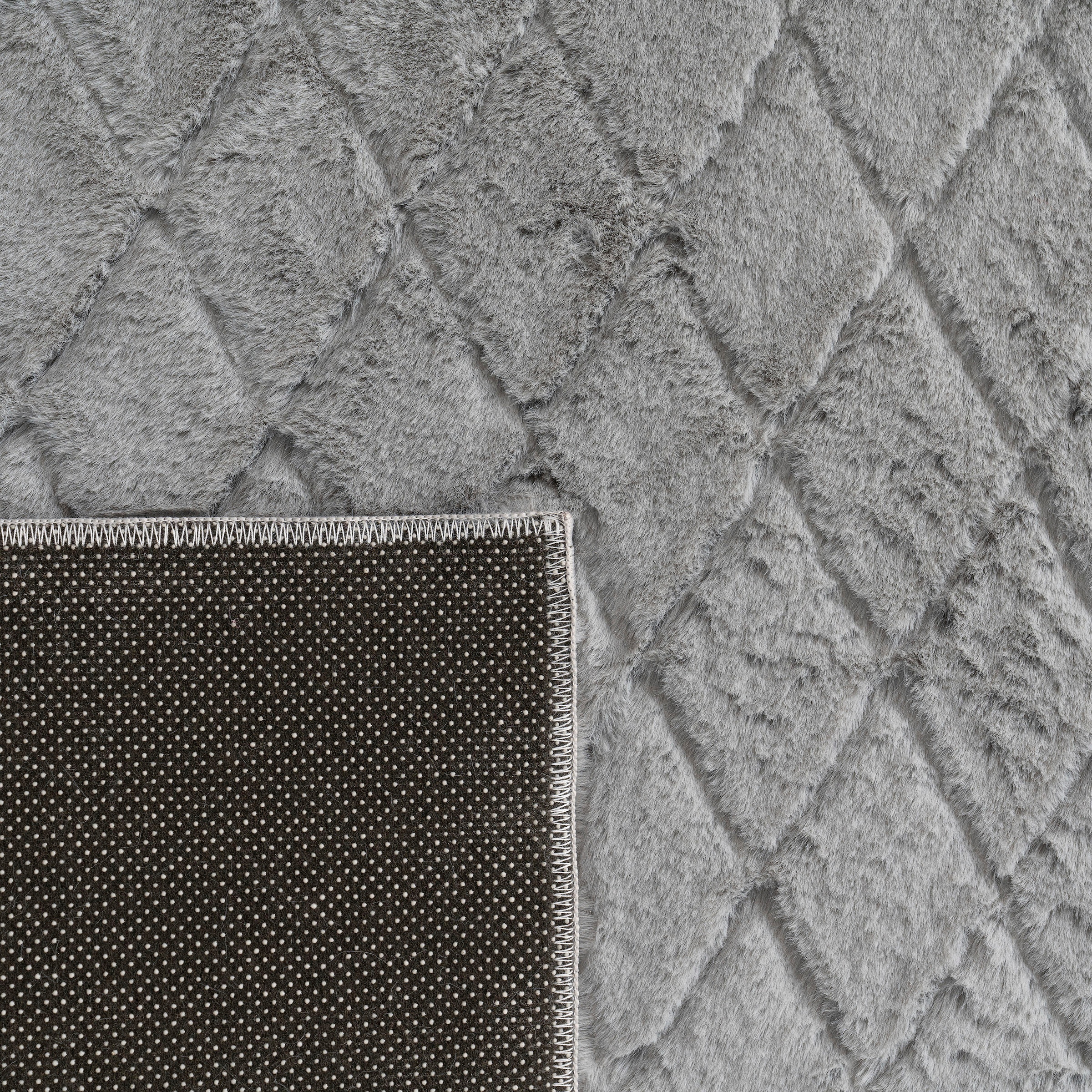 Paco Home Hochflor-Teppich »Arnheim 742«, rechteckig, 26 mm Höhe, Uni Farben, Rauten Muster, besonders weich, Hoch-Tief Effekt