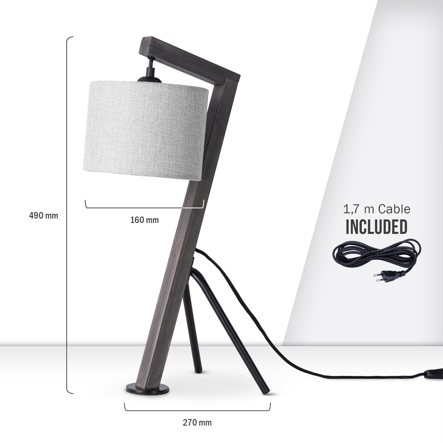 Paco Home Tischleuchte »GALLOW« E27 Schreib Holz Dreibein Vintage E27 Galgen Modern Höhe 49cm