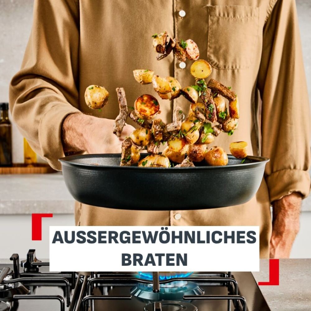 Tefal Pfannen-Set »Experience Unbreakable« Aluminium Set, 3x Bratpfanne 20/24/28 cm, 3 tlg. FusionCore Antihaftversiegelung, Induktion, Temperaturanzeiger