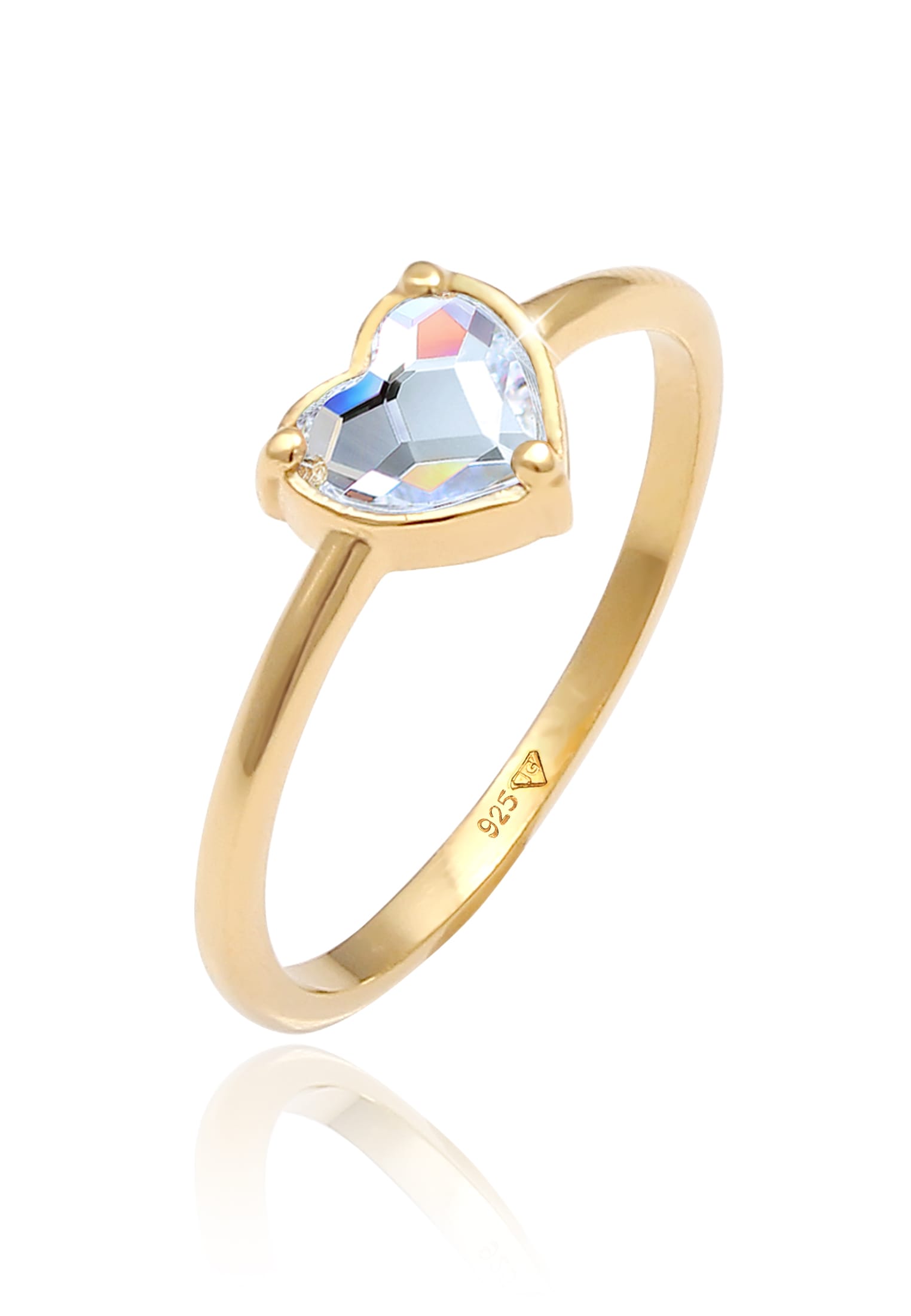 Elli Fingerring »Ring Herz Love Kristalle 925 Silber«