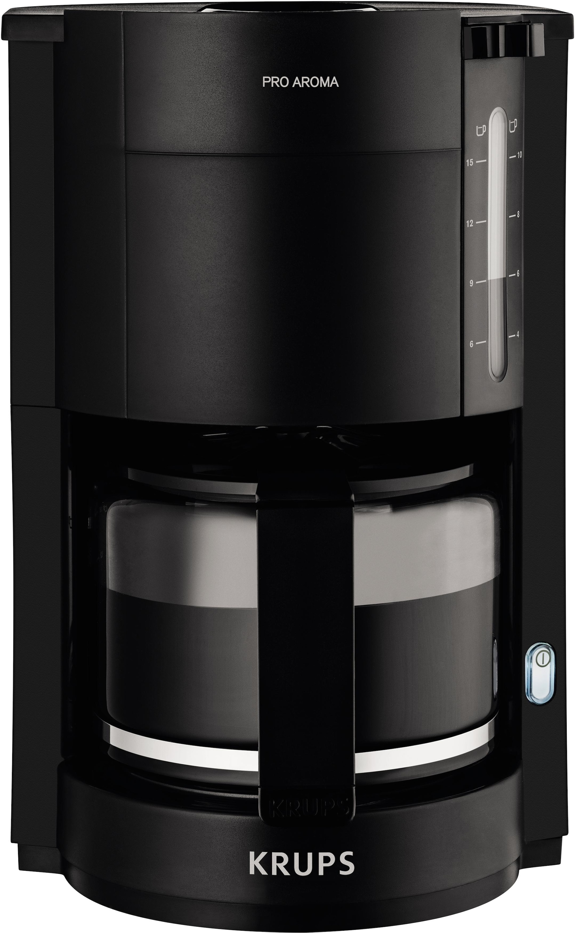 Krups Filterkaffeemaschine »F30908 Pro Aroma«, Tassen, 1,25L Glaskanne, mit 1050W, mit Jahren 10-15 Garantie Schwarz Füllmenge, XXL 3