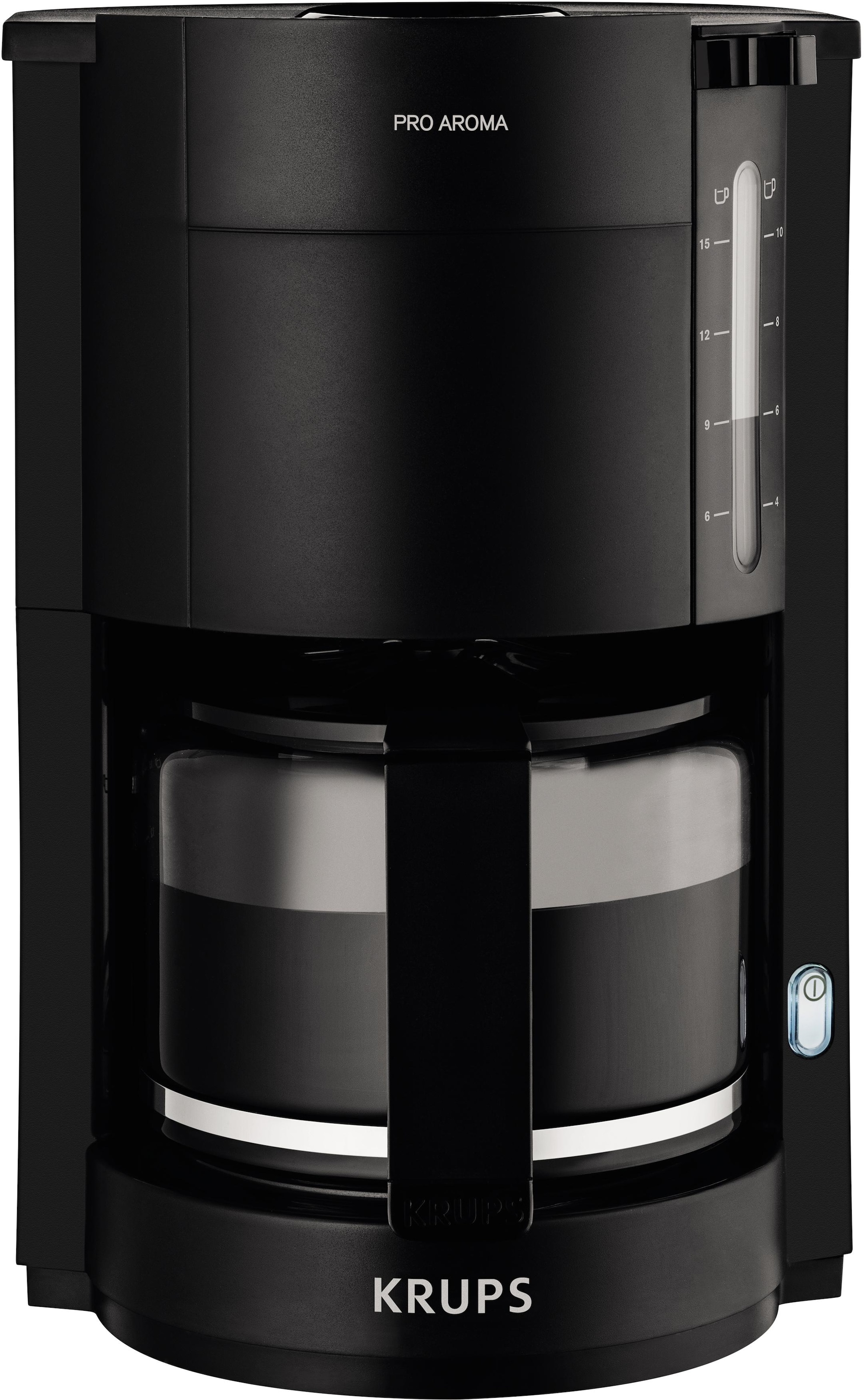 Krups Filterkaffeemaschine »F30908 Pro Aroma«, mit Glaskanne, 1,25L  Füllmenge, 10-15 Tassen, 1050W, Schwarz mit 3 Jahren XXL Garantie