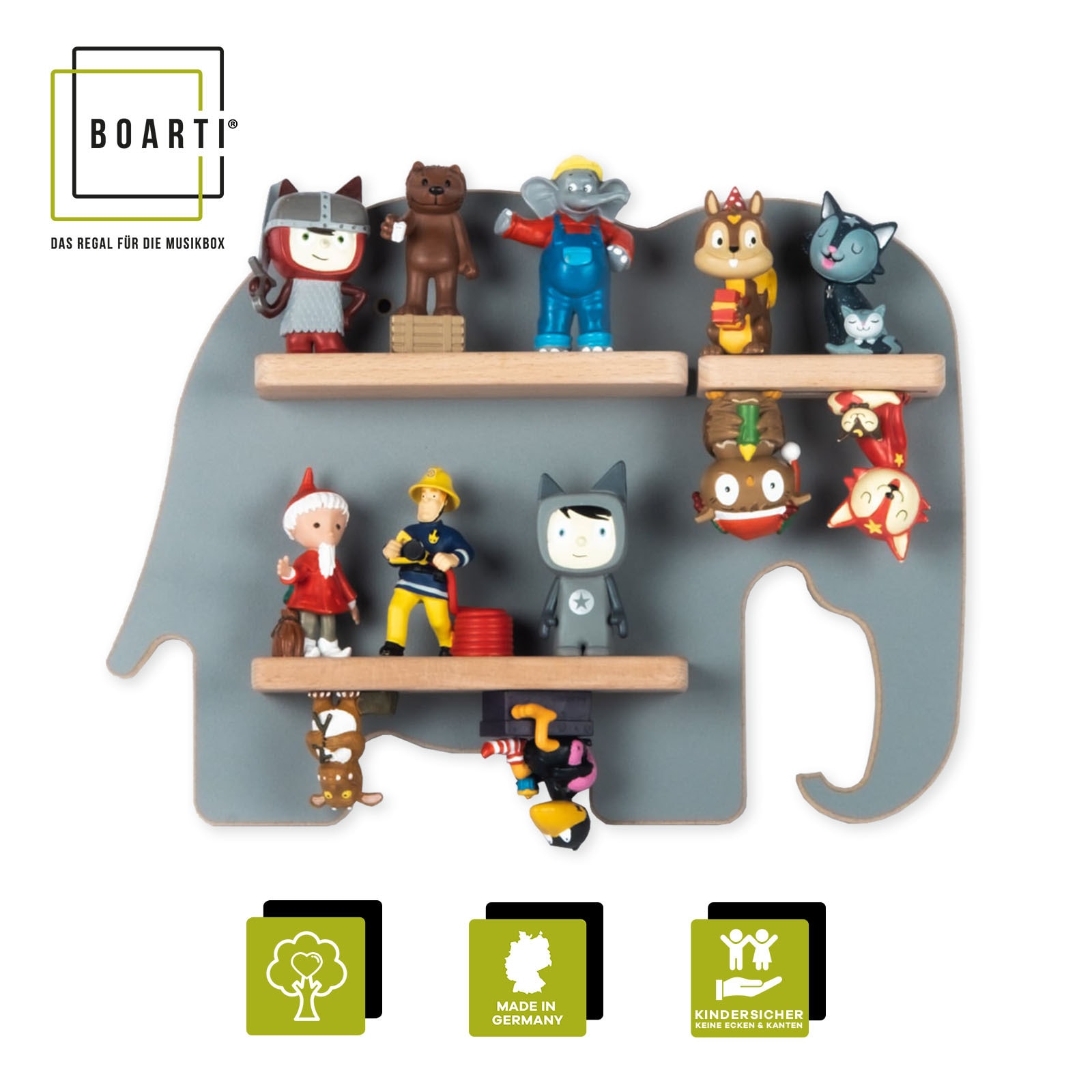 BOARTI Shelf Elephant Kids Toniebox Tonies in Grey