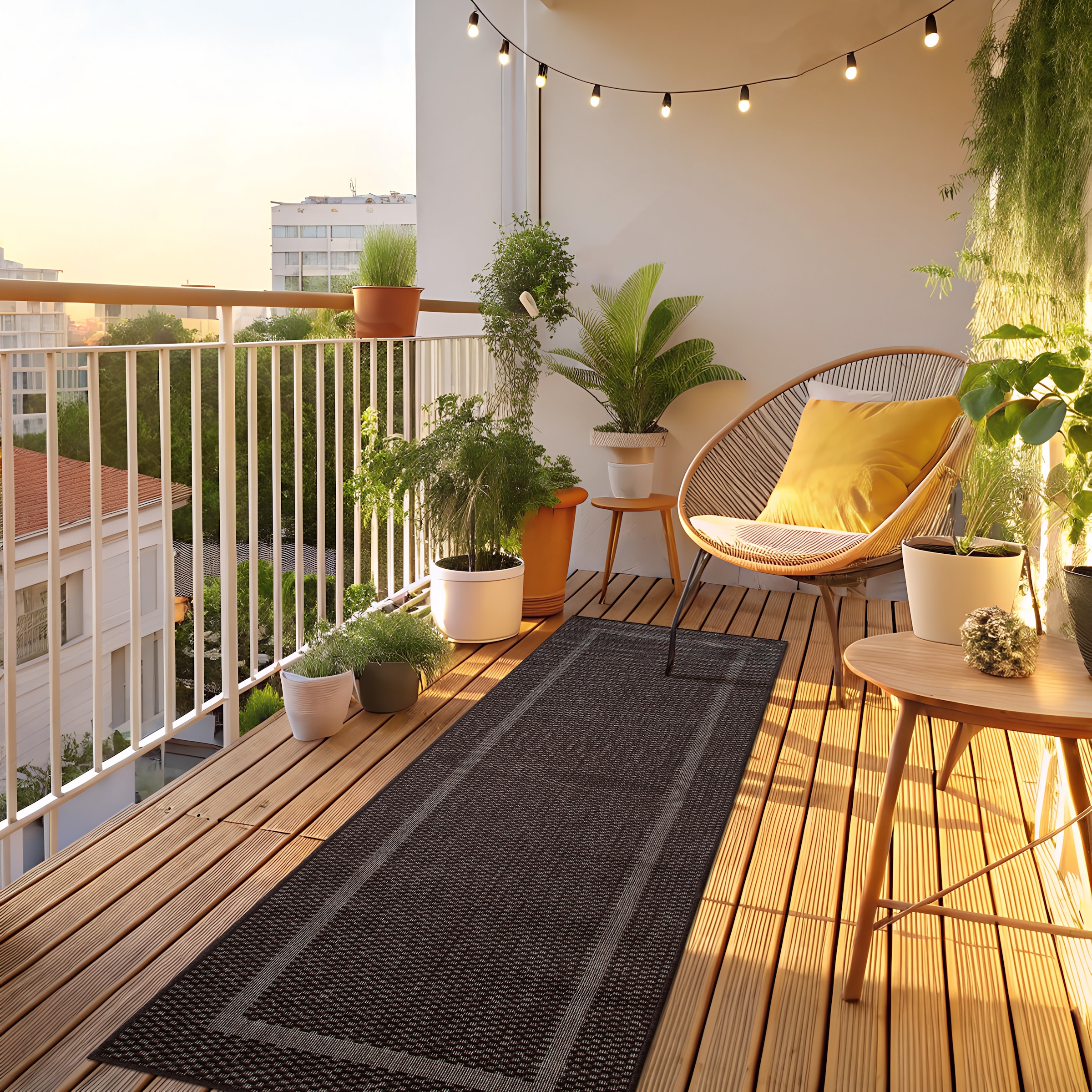 my home Teppich »Venedig Bordüre auch als Läufer erhältlich«, rechteckig, 3 mm Höhe, In- und Outdoor geeignet, Sisal-Optik, Wetterfest & UV-beständig