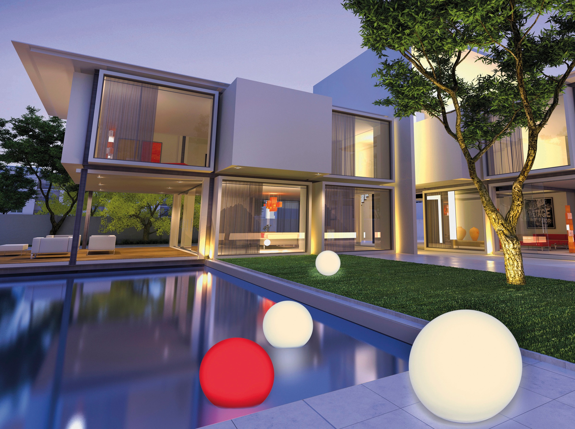 my home LED Solarleuchte »Orlaith, LED-Solar Kugelleuchte Ø 30 cm« LED-Modul 1 Stk. RGB | Warmweiß mit Erdspieß