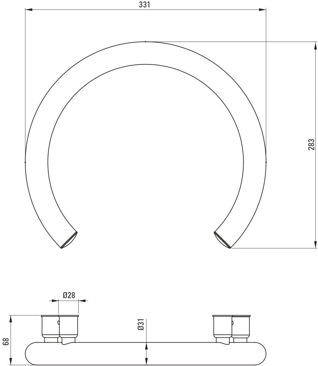 Deante Haltegriff »»Vital« Wandhalterung in Hufeisenform, 2in1, moderne Nero-Beschichtung«, Tragegewicht 150 kg, einfache Montage