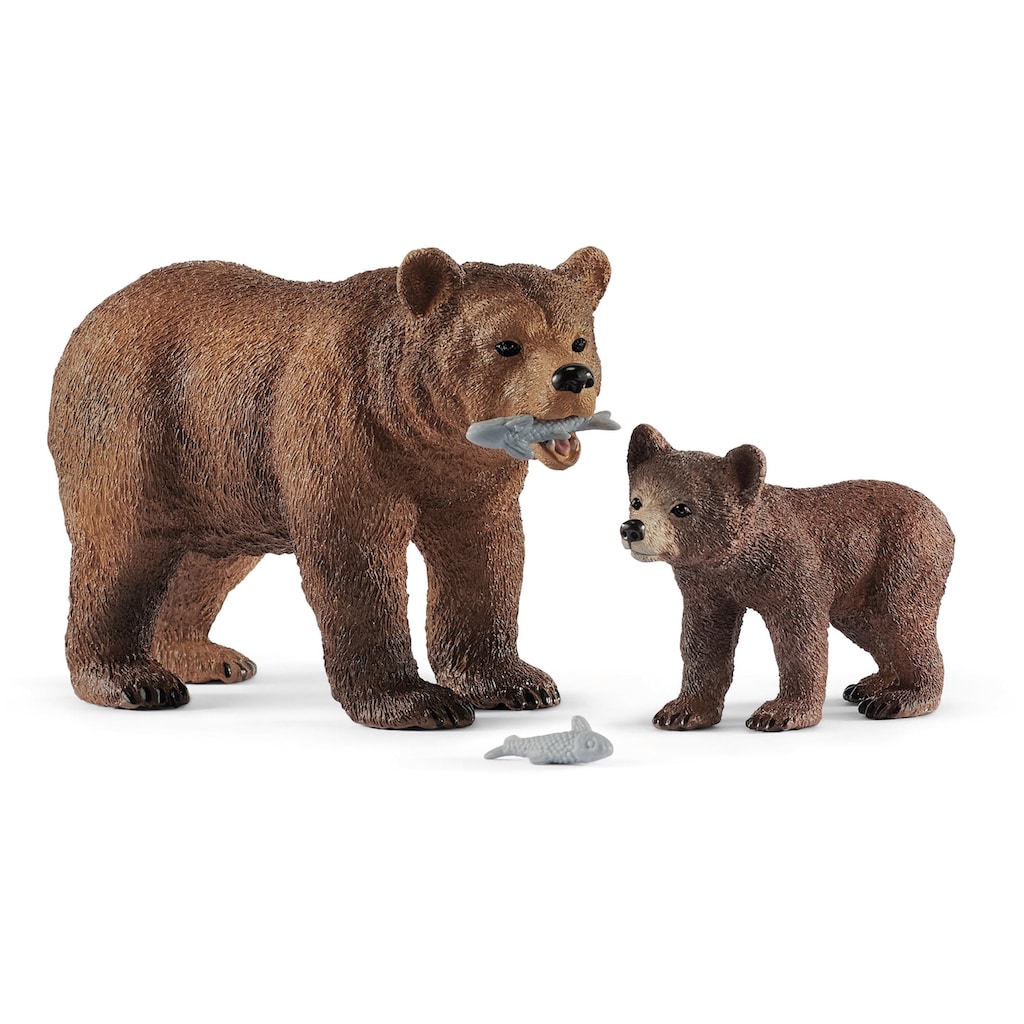 Schleich® Spielfigur »WILD LIFE, Grizzlybär-Mutter mit Jungem (42473)«