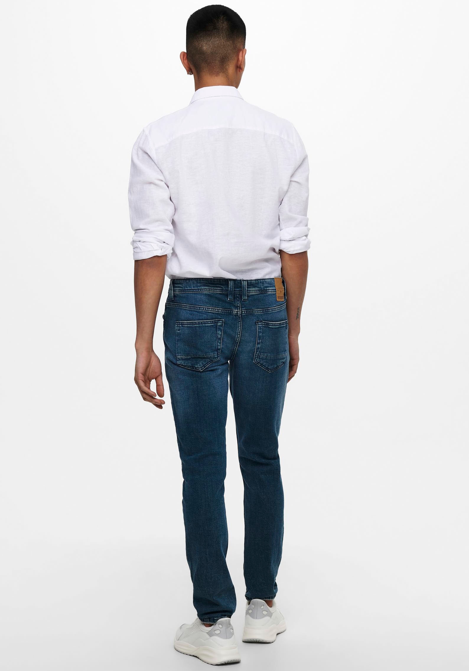 ONLY & SONS Langarmhemd »ONSCAIDEN LS SOLID LINEN SHIRT NOOS« Baumwollmischung mit Leinen, slim fit
