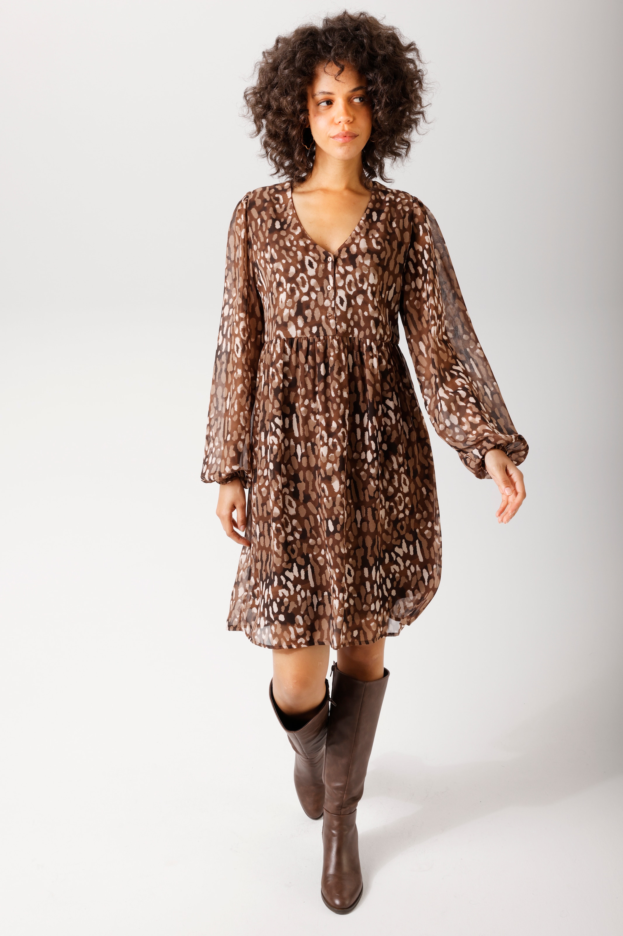 Aniston CASUAL Blusenkleid mit farbharmonischem Animal-Print - NEUE KOLLEKTION