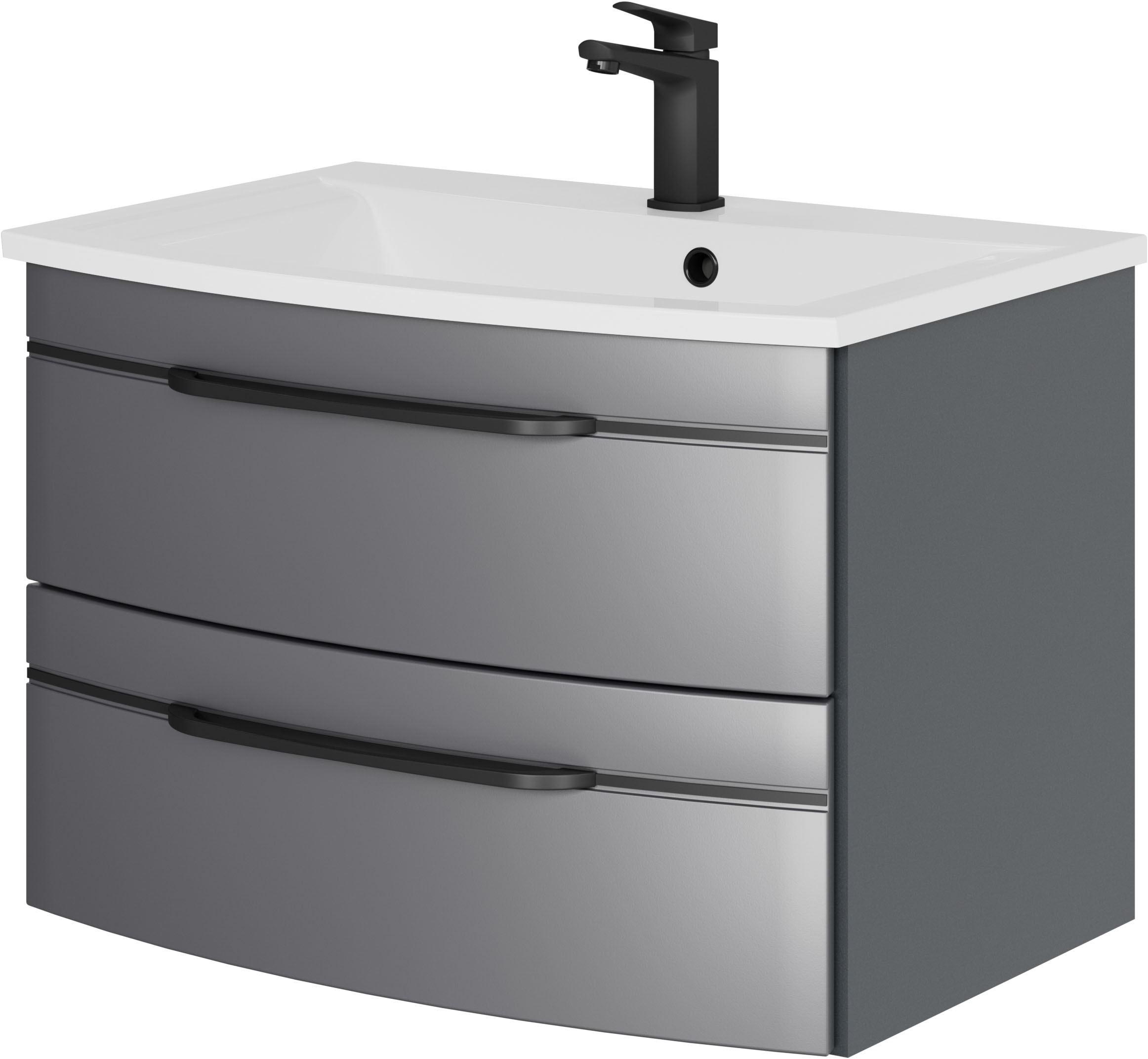 Saphir Waschtisch "Serie 7045 Mineralmarmor-Waschtisch und Unterschrank, 71,5 cm breit" Waschplatz mit 2 Schubladen, Badmöbel Set mit Waschtisch