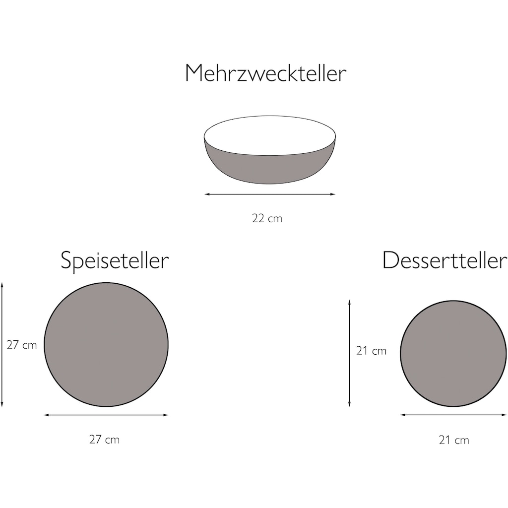 CreaTable Tafelservice »Geschirr-Set Marrakesch«, (Set, 12 tlg., Teller Set für 4 Personen)