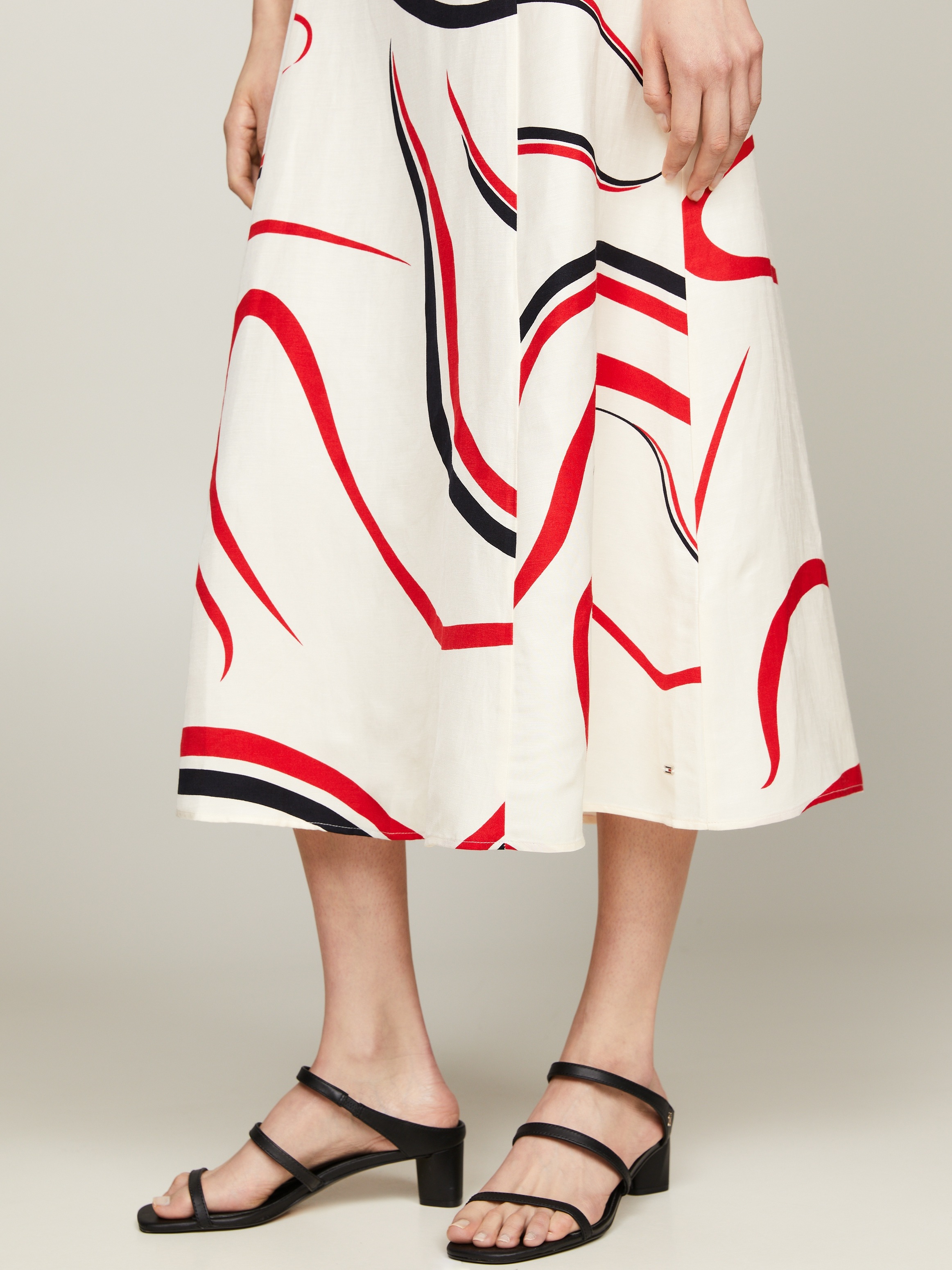 Tommy Hilfiger Midikleid »RIBBON F&F SS MIDI DRESS«, mit Allover-Muster