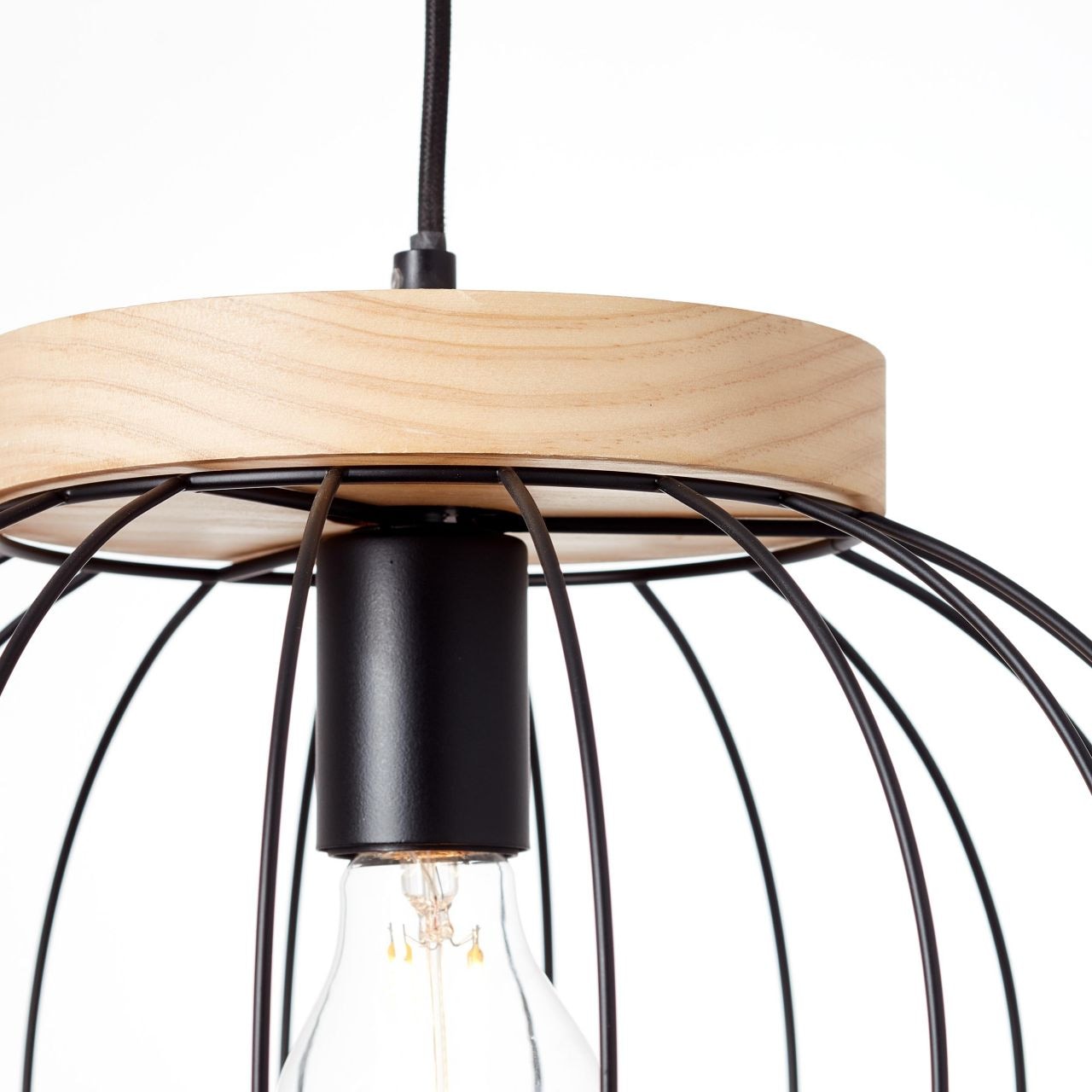 Brilliant Pendelleuchte »Sorana«, 1 flammig, Leuchtmittel E27 | ohne Leuchtmittel, Hängeplampe, 130 cm Höhe, Ø 35,5 cm, E27, kürzbar, Metall/Holz
