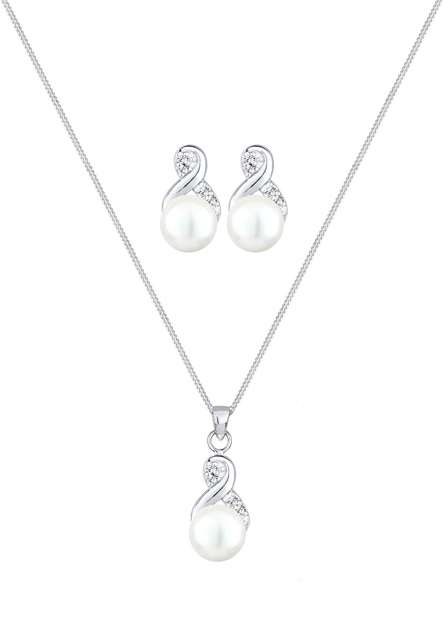 Elli Ohrring und Ketten Set »Schmuckset Infinity Perlen Kristalle 925 Silber« ()