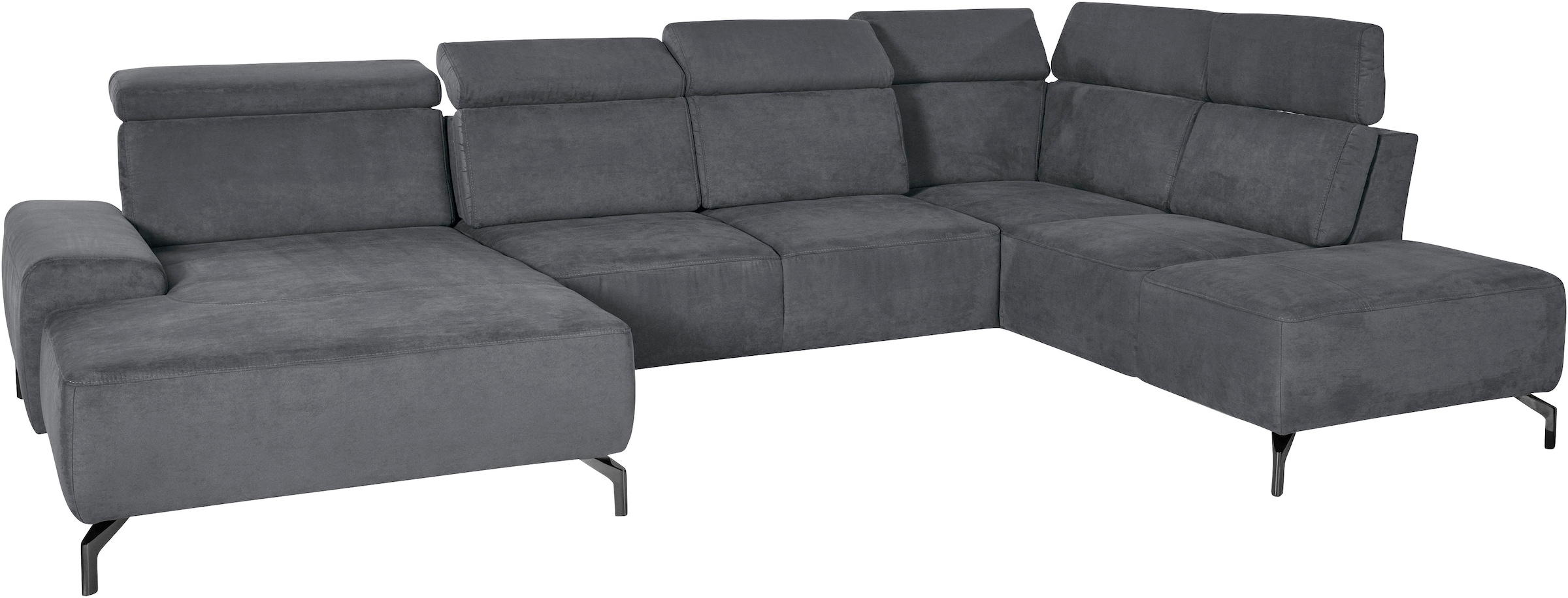 sit&more Wohnlandschaft »Gizeh U-Form«, 15 cm Fußhöhe, inklusive Sitztiefenverstellung und Kopfteilverstellung