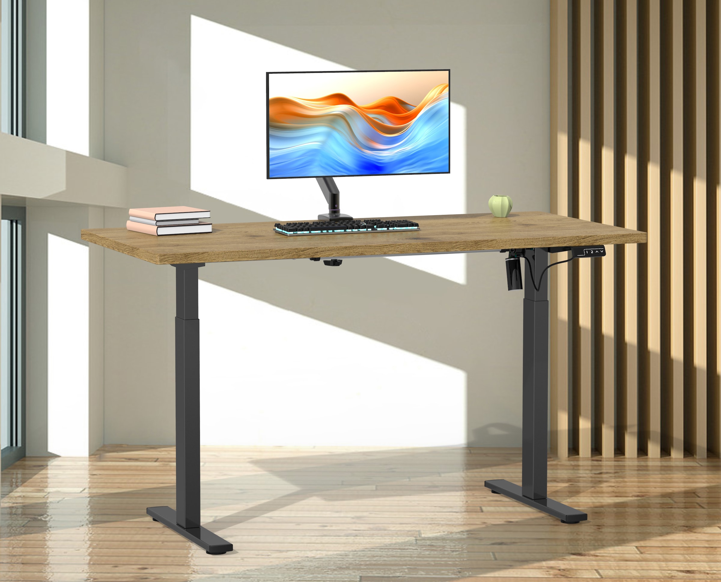 VCM Schreibtisch »VCM Höhenverstellbarer Schreibtisch stufenlos elektrisch höhenverstellbar Lona 110x50 Schwarz«, (Lona)