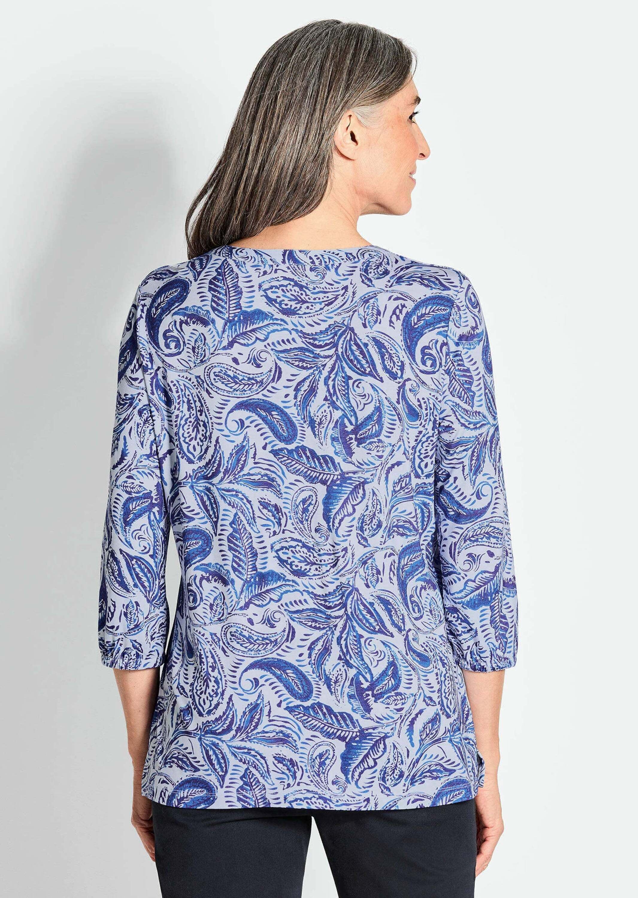 GOLDNER Schlupfbluse »Bluse mit Muster, Halbarm«