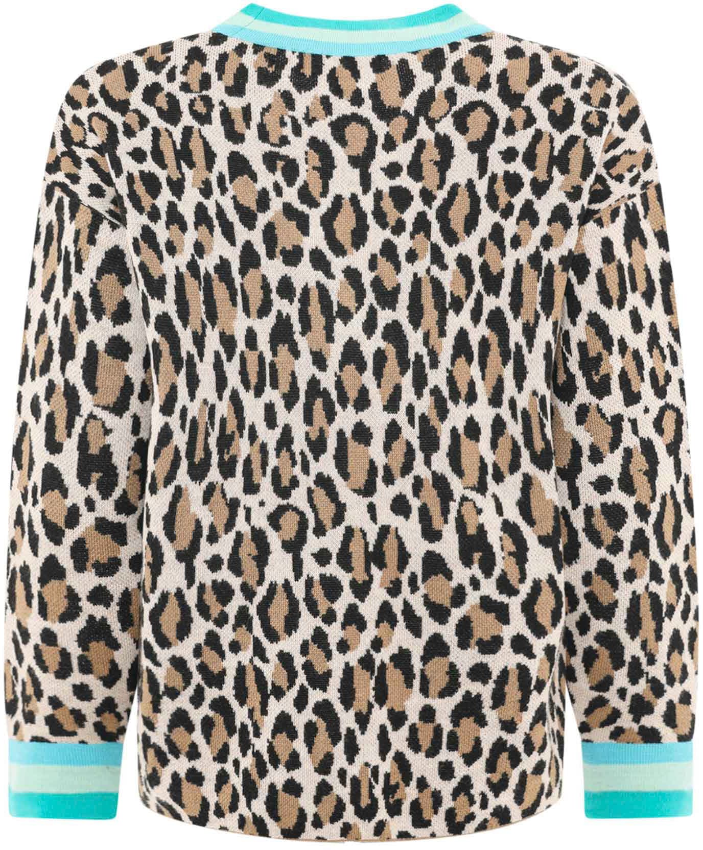 Zwillingsherz Cardigan »"Leo & Streifen"«, Animal-Muster, Langarm, V-Ausschnitt, Konstrast-Streifen, Knöpfe