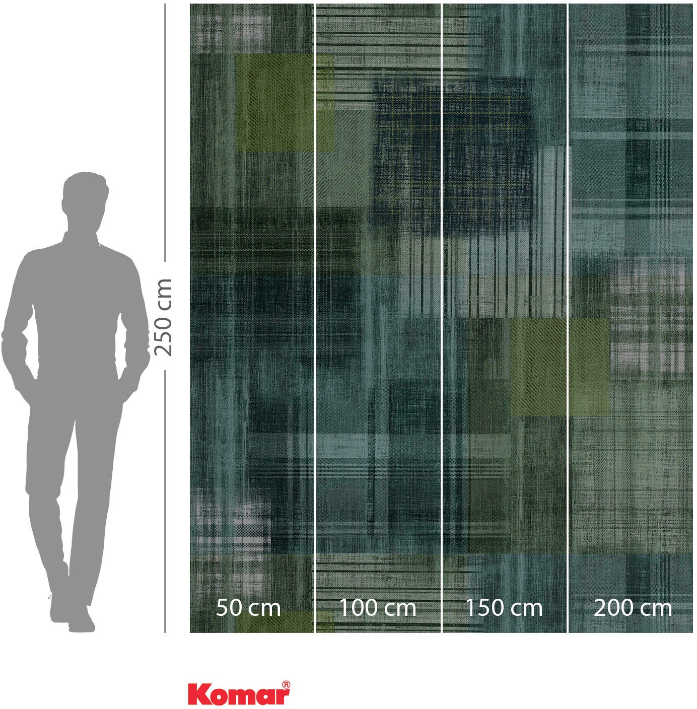 Komar Vliestapete »Digitaldruck Vlies - Patchy Plaid - Größe 200 x 250 cm«, bedruckt, Wohnzimmer, Schlafzimmer