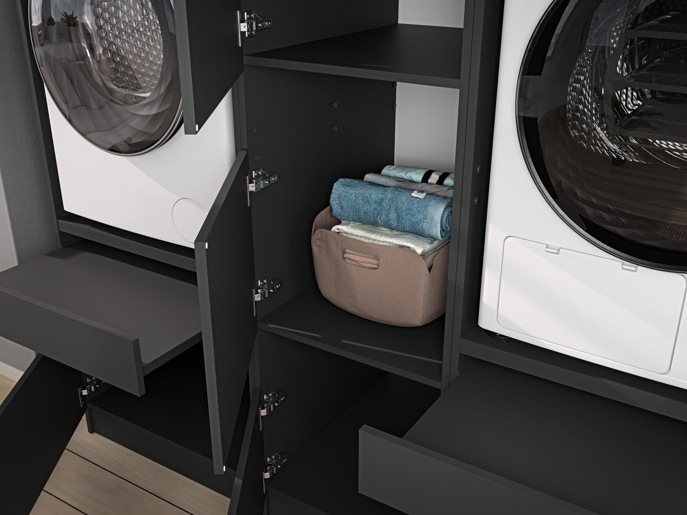 BASIC by Balculina Mehrzweckschrank-Set »Washhome B/T/H 118x68x200 cm« 2 Stk. tlg.