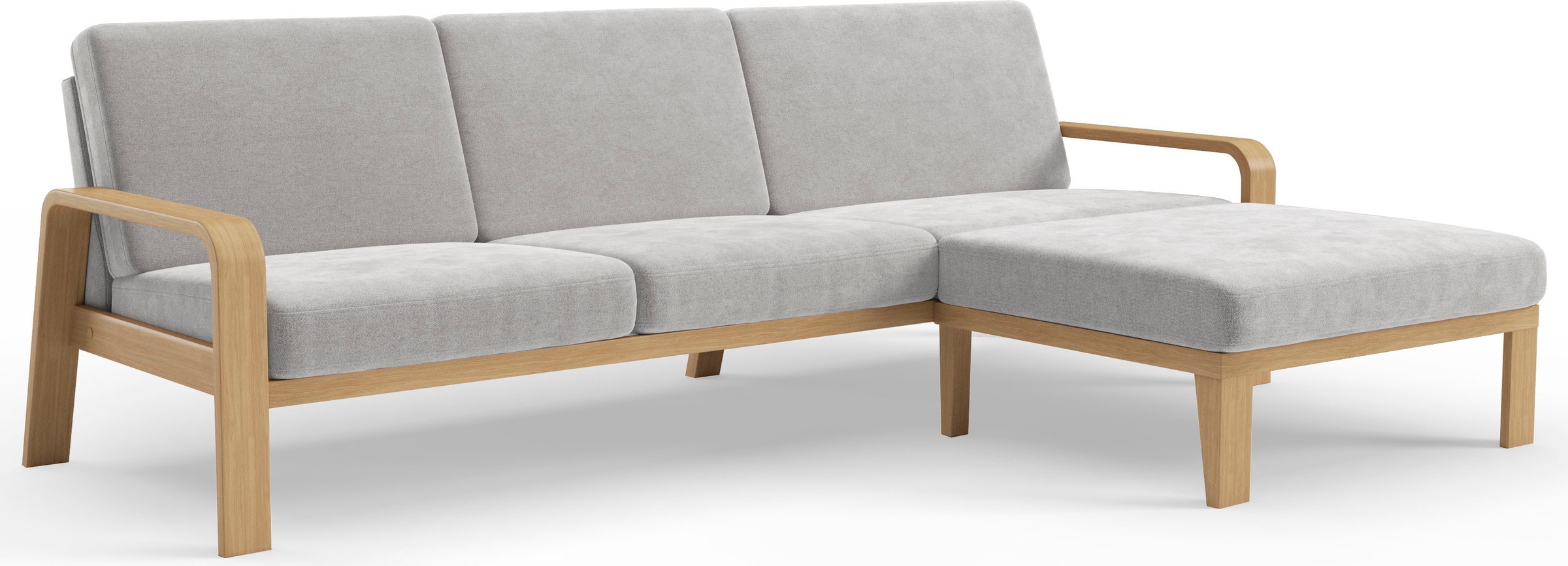 sit&more Ecksofa »Kolding L-Form«, Armlehnen aus Buchenholz in natur, verschiedene Bezüge und Farben