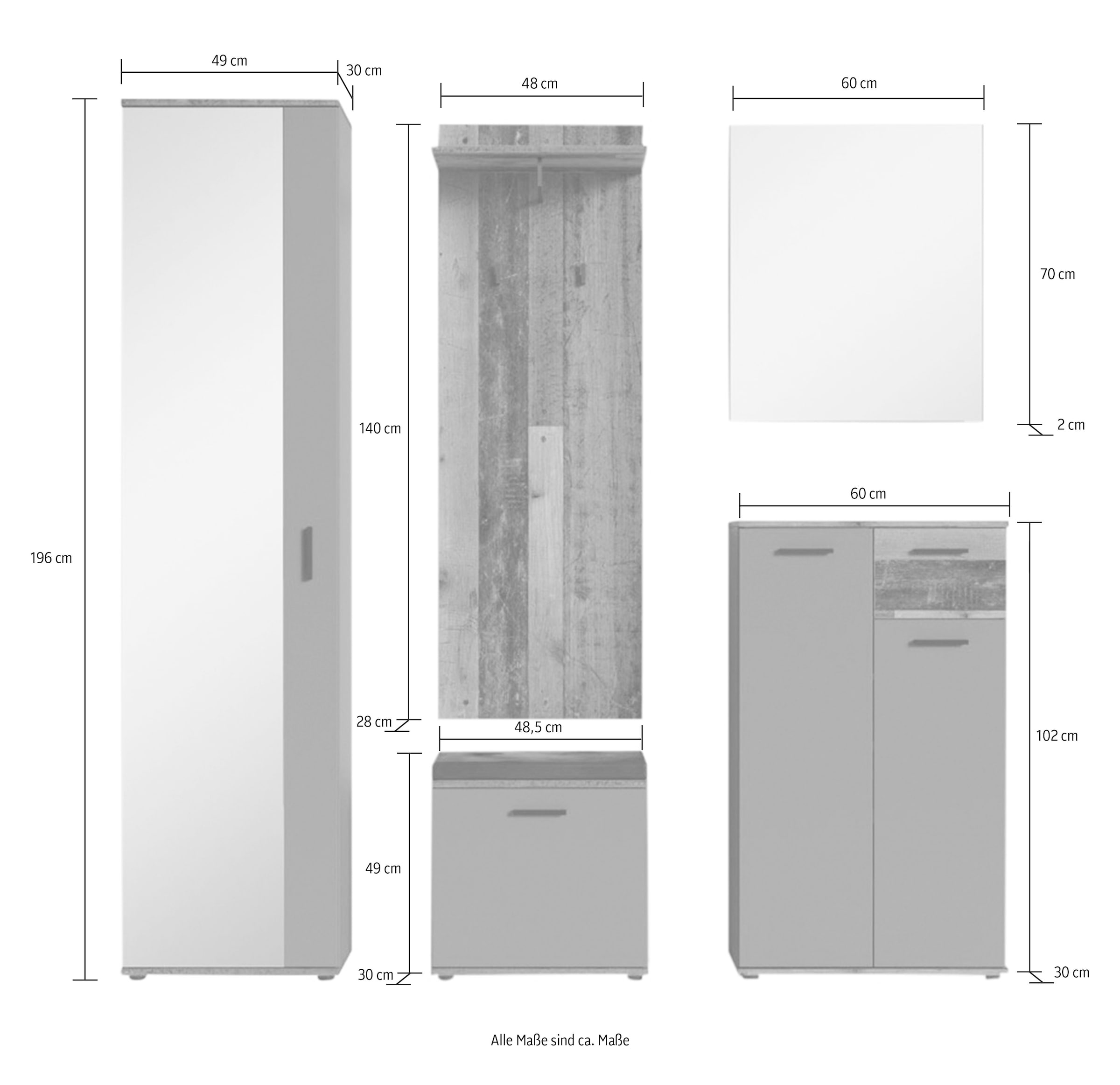 Homexperts Garderoben-Set »Justus Garderoben-Set«, (5 St.)
