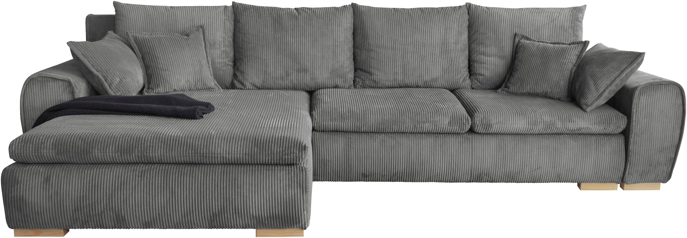 Home affaire Ecksofa »Katja L-Form, B: 325 cm«, mit Bettfunktion, Bettkasten & 4 Zierkissen