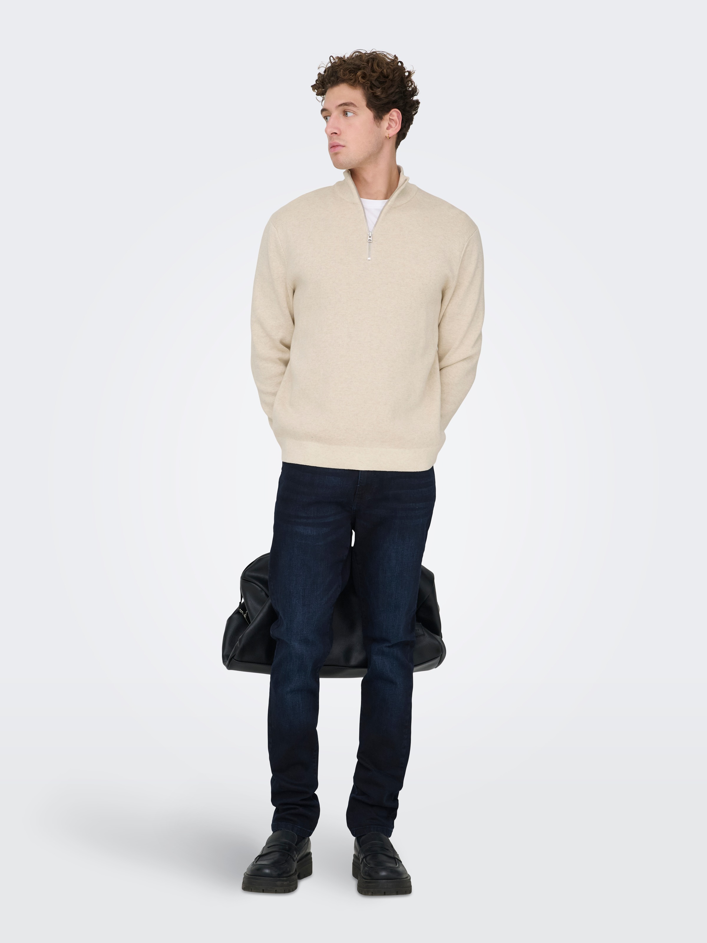 ONLY & SONS Troyer »ONSTING LIFE REG HALF ZIP KNIT NOOS« Baumwolle, regular fit