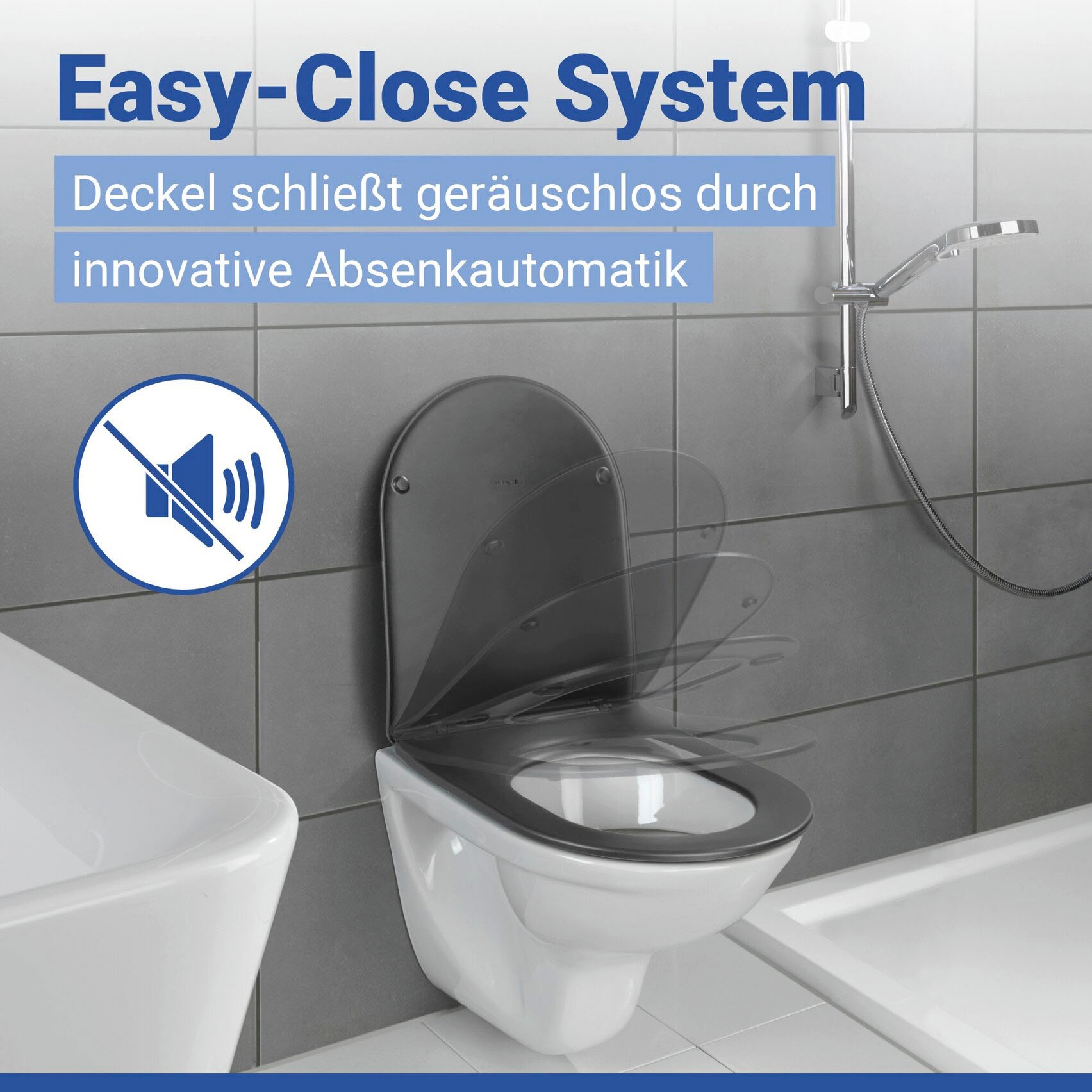 WENKO WC-Sitz »Modell Galati« Toilettensitz aus Duroplast, ultraflach, D-Form, mit Absenkautomatik