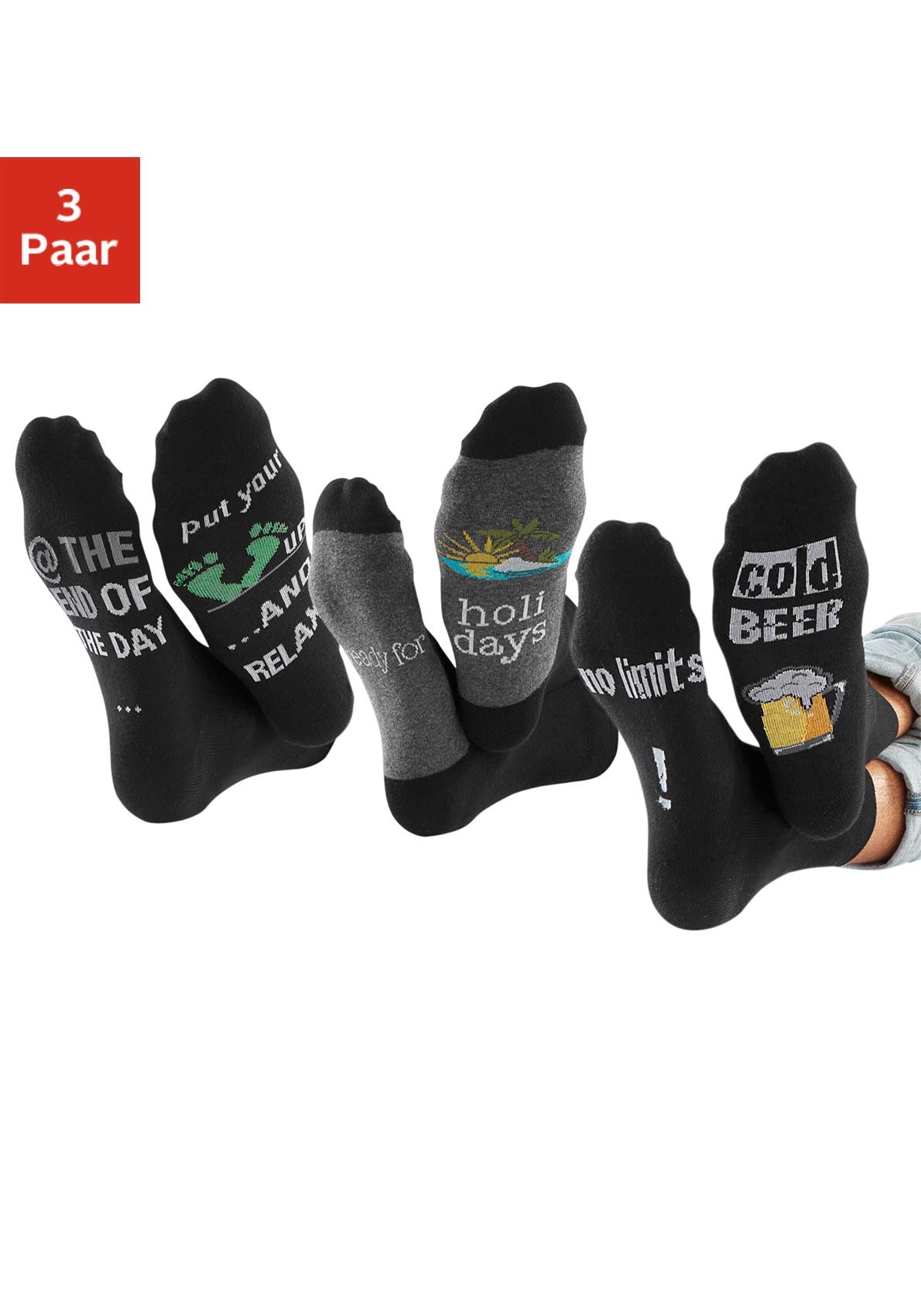 H.I.S Socken Packung, 3 Paar tlg. mit Bier Print