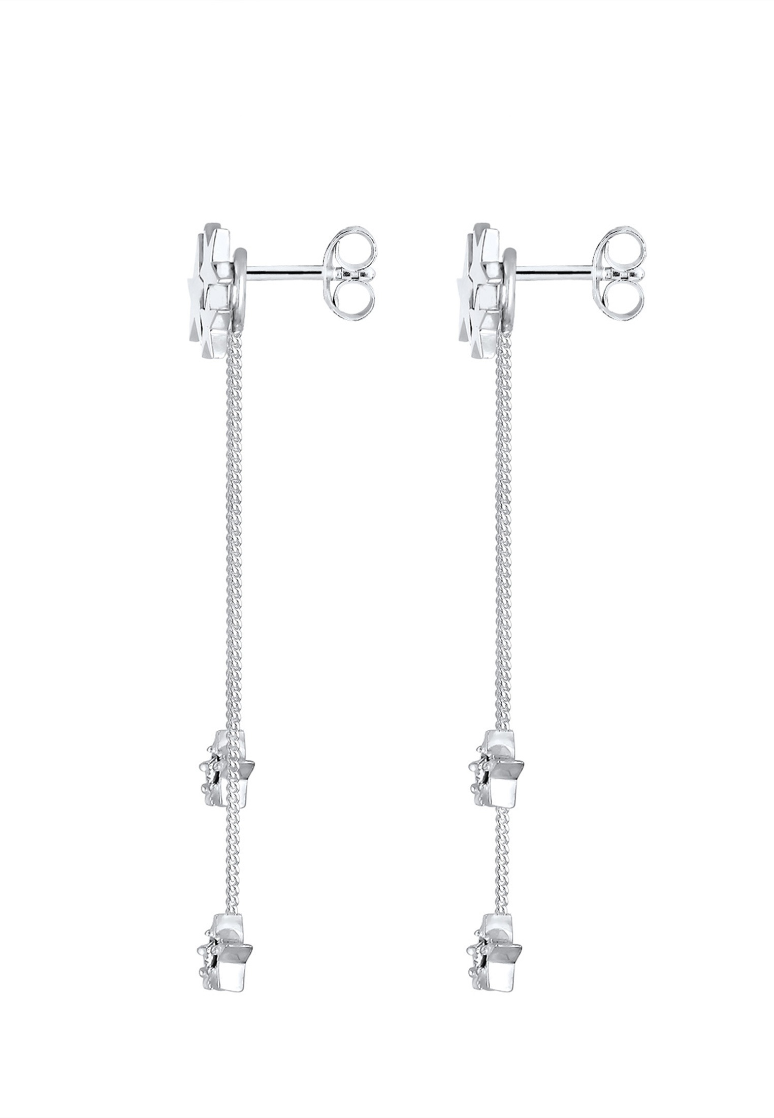 Elli Premium Paar Ohrhänger »Ohrringe Ohrhänger lang Stern Glass Crystals Weiß 925 Sterling Silber«