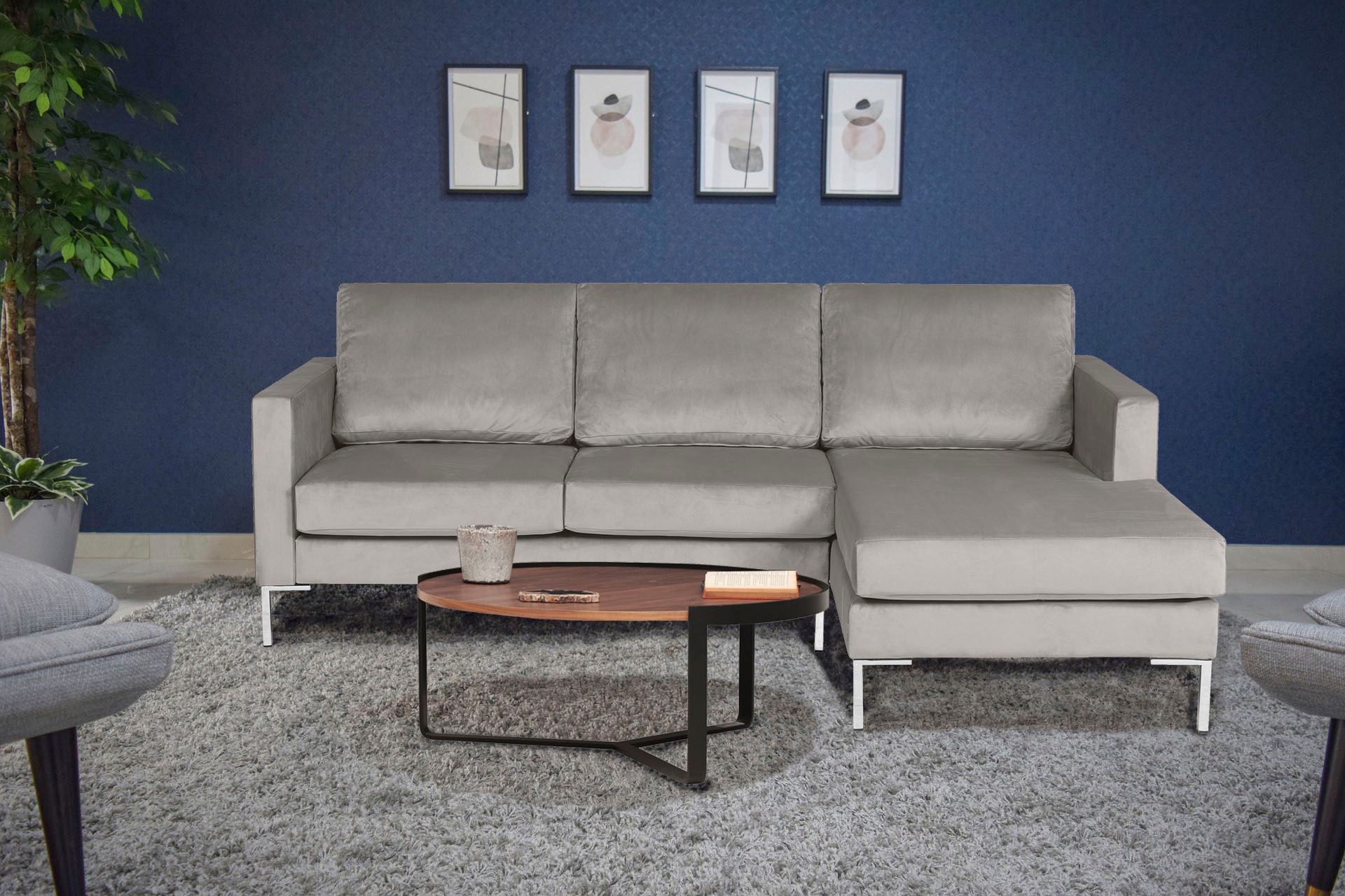 Alte Gerberei Ecksofa »Velina, L-Form«, mit Metall-Winkelfüßen, Breite 209 cm