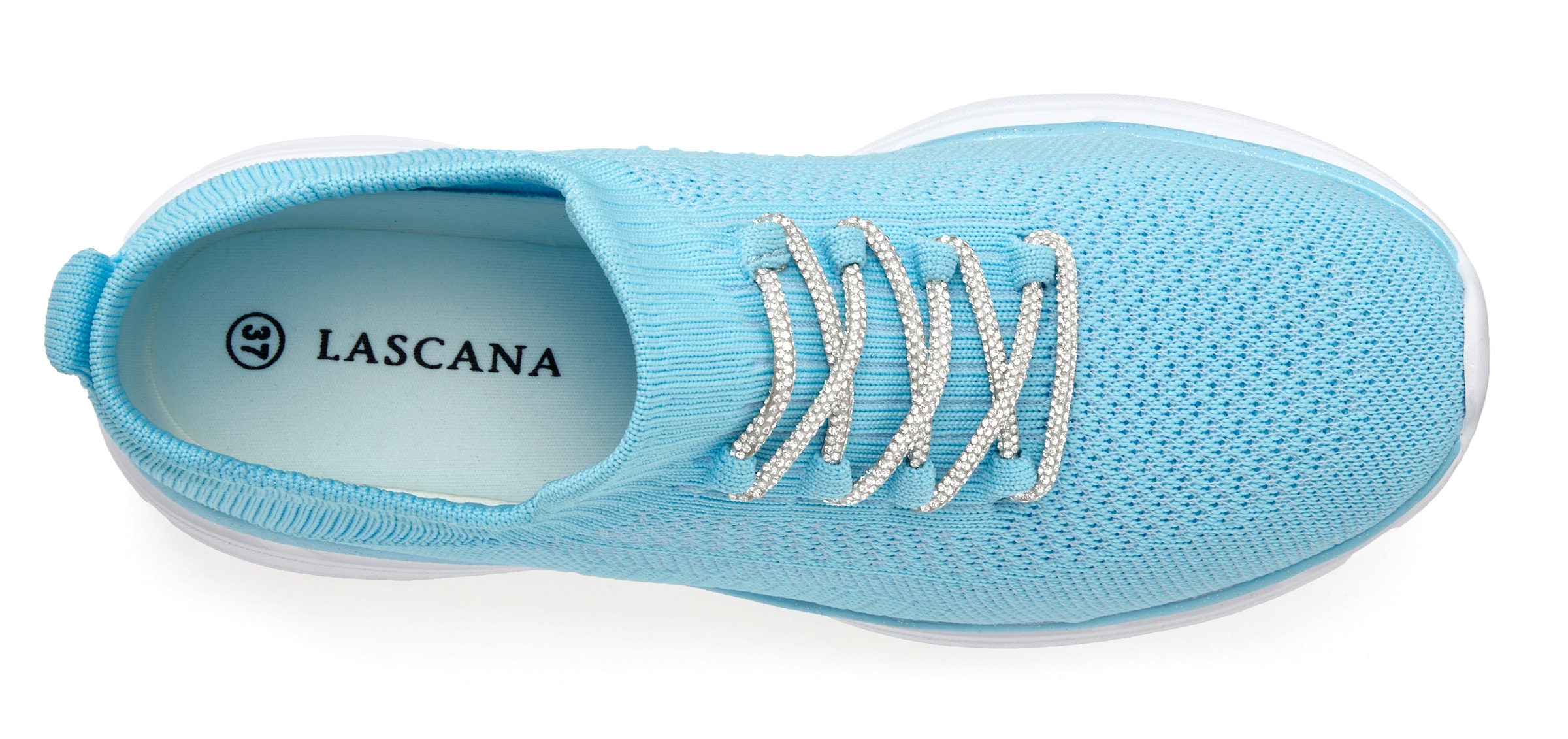 LASCANA Sneaker »Slip-On-Sneaker, Slipper, Freizeitschuh,«  mit modischer Glitzerschnürung VEGAN