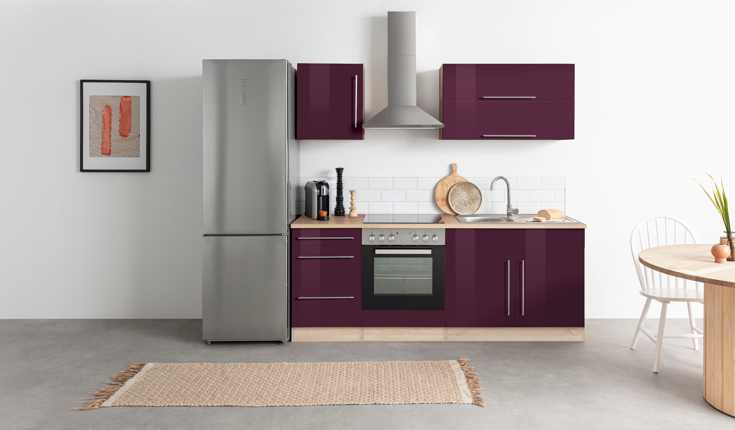 HELD MÖBEL Küchenzeile »Samos«, mit E-Geräten, Breite 210 cm mit  Stangengriffen aus Metall auf Raten kaufen