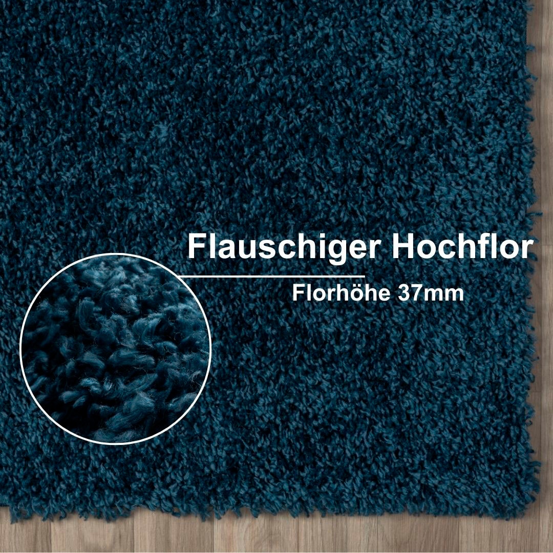 Myflair Möbel & Accessoires Hochflor-Bettumrandung »My Shaggy« Höhe 37 mm 3 Stk. tlg. Shaggy, Uni-Farben, leicht glänzend, extra flauschig, Läufer-Set