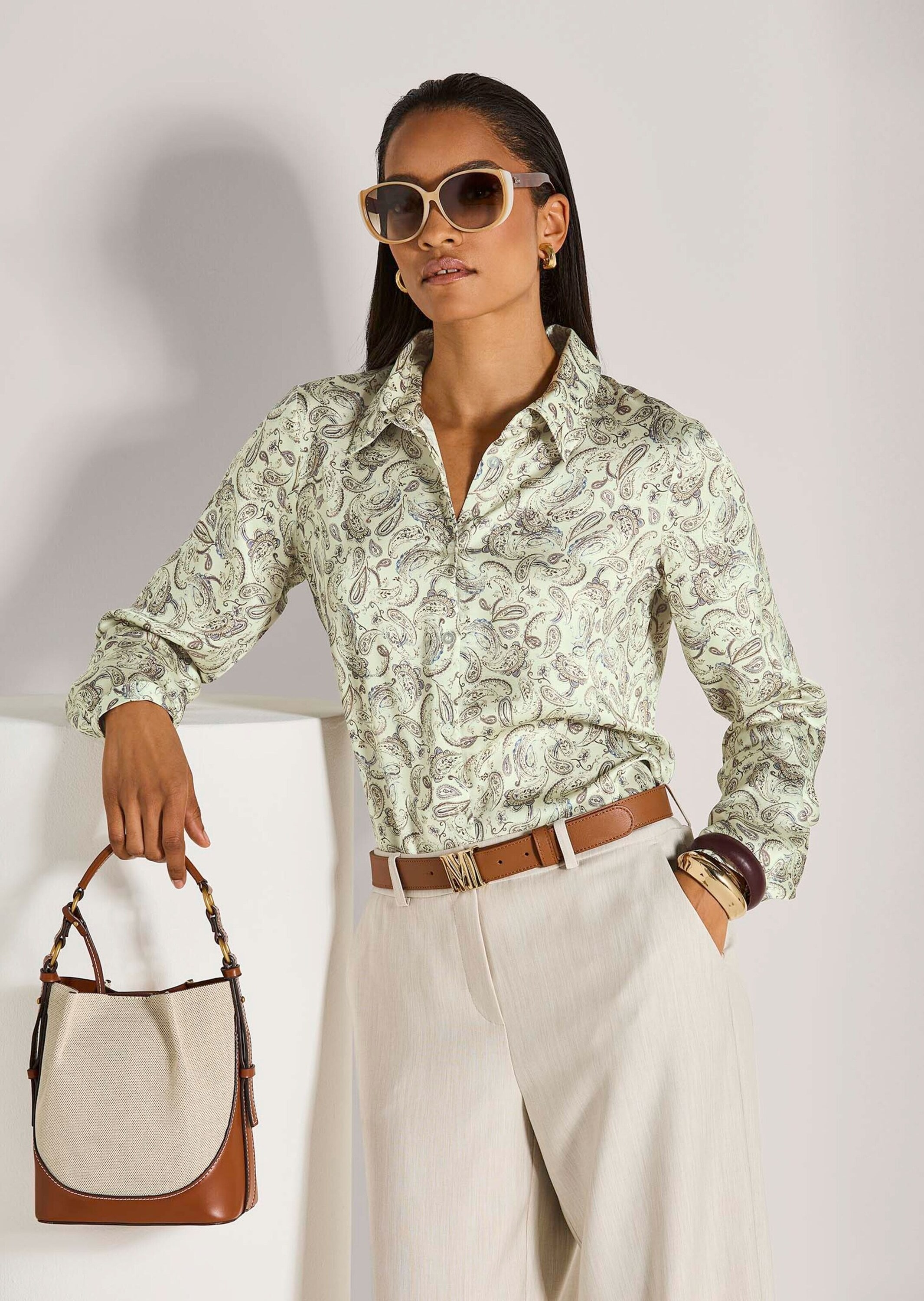 MADELEINE Langarmbluse »Paisleybluse Elegante Viskosebluse mit Knopfleiste«