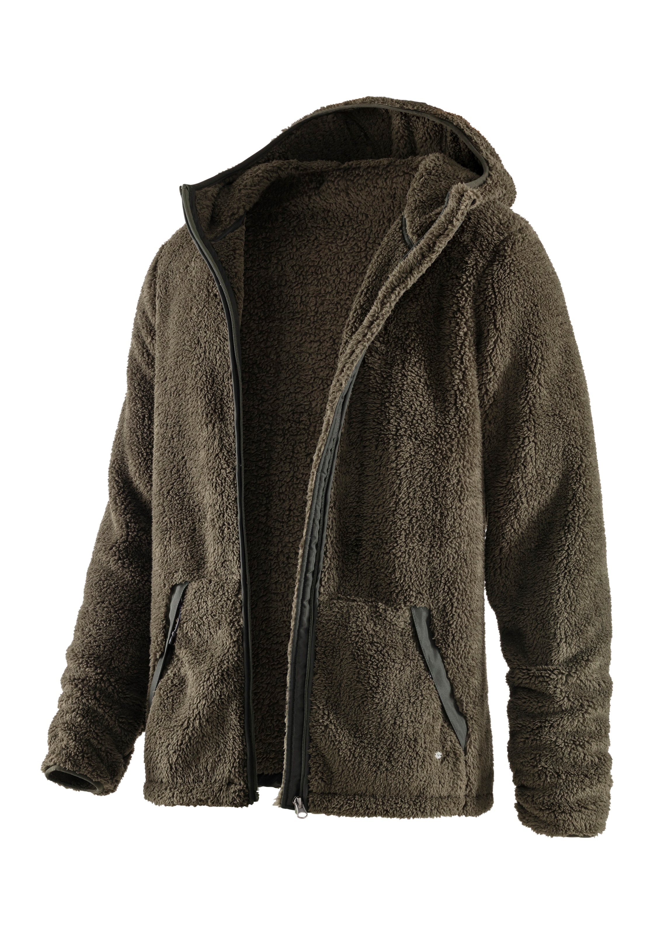 John Devin Kapuzenstrickjacke, in weichem Teddyfleece