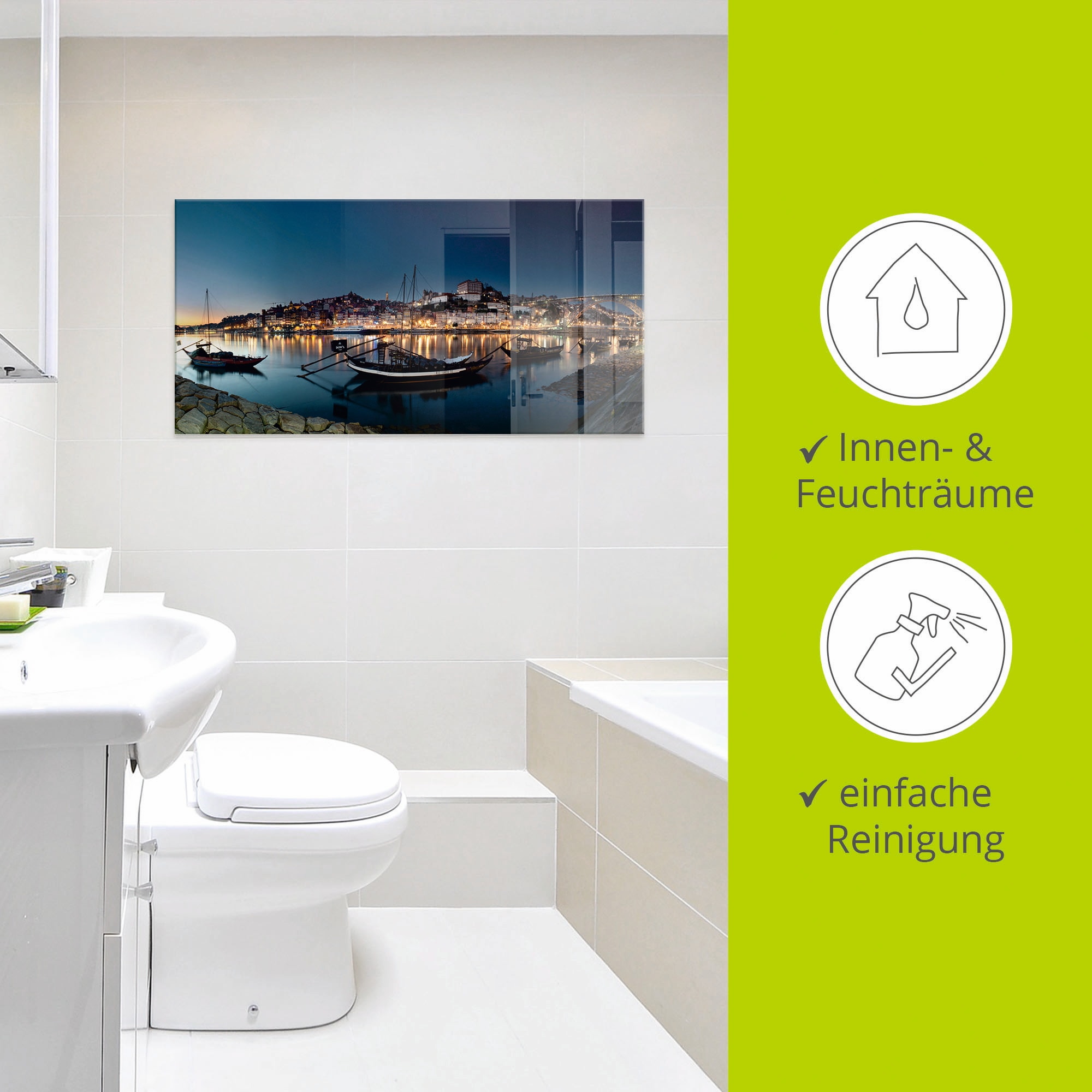 Artland Glasbild »Porto - Nachtpanorama« Europa 1 Stk. tlg. in verschiedenen Größen