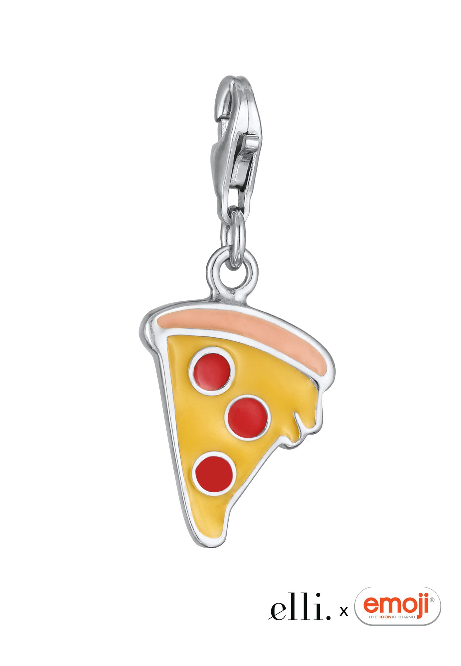Elli Charm-Einhänger »Charm Emoij Pizza Emaille 925 Sterling Silber«