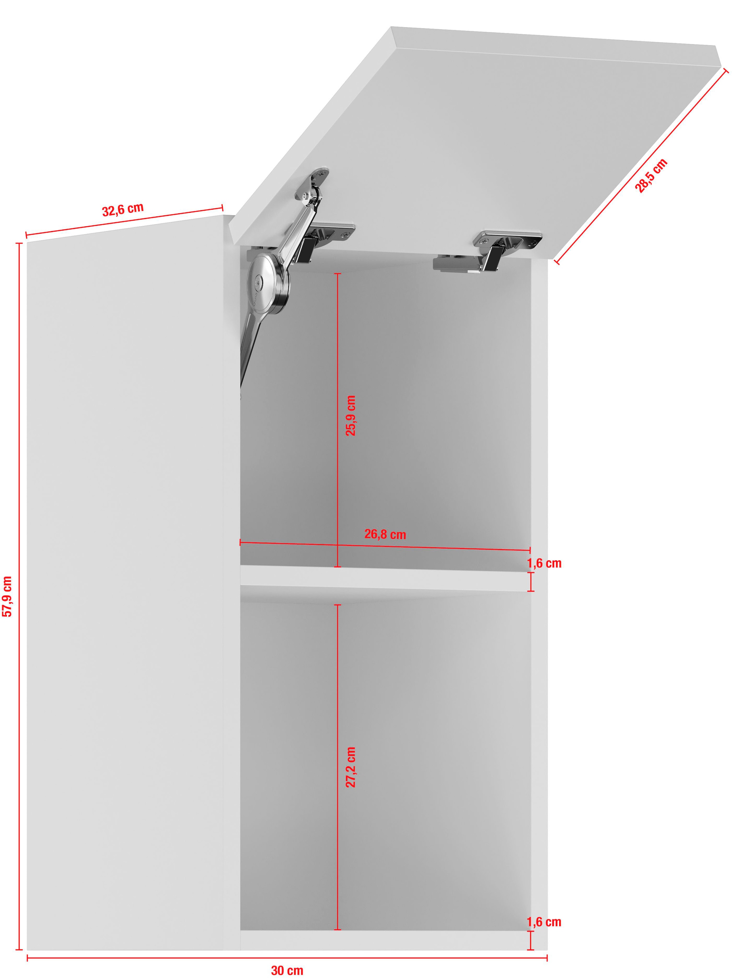 IMPULS KÜCHEN Klapphängeschrank »"Turin", Breite/Höhe: 30/57,9 cm«, vormontiert, mit Klapptür und offener Nische