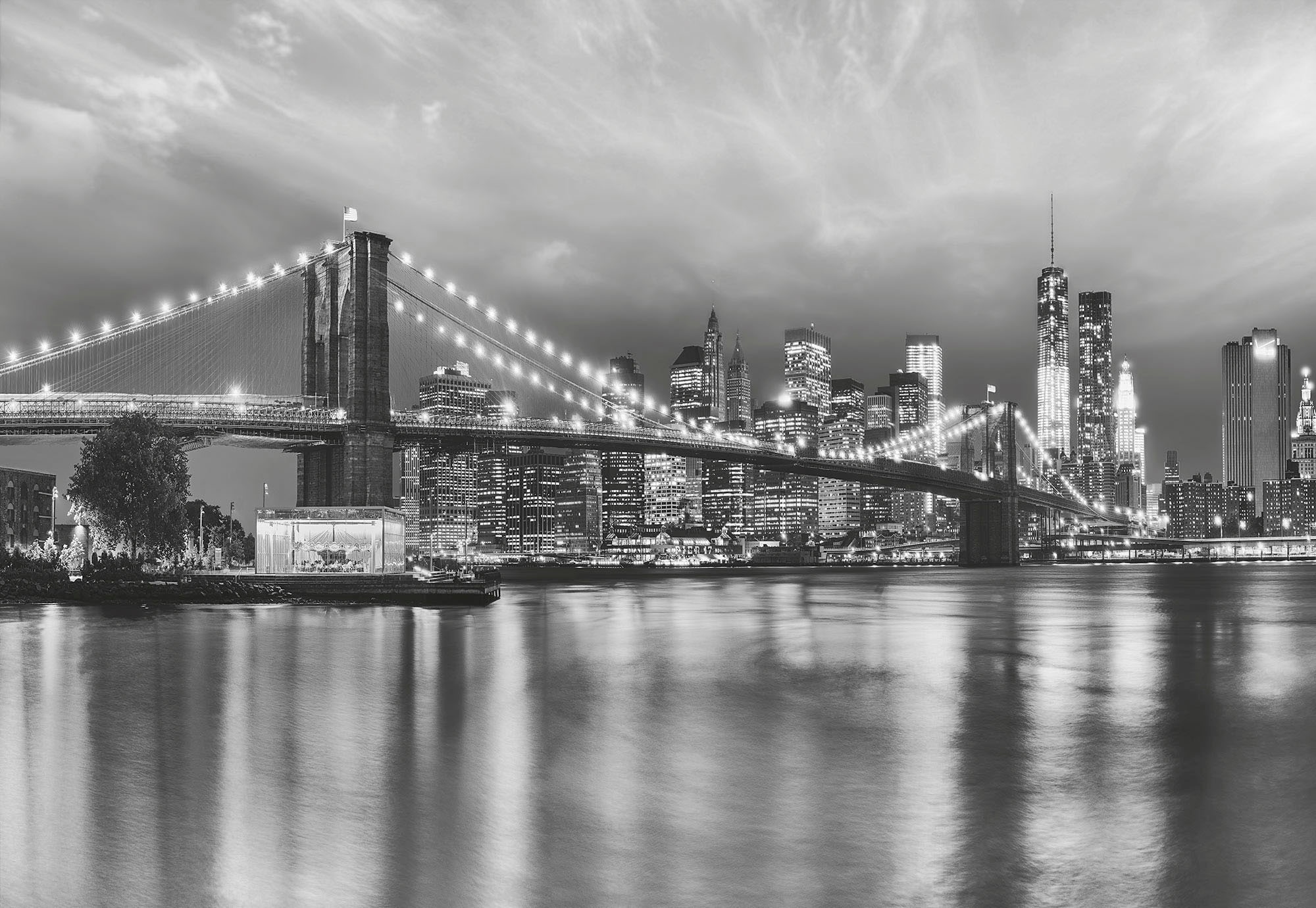 Komar Fototapete »Brooklyn B/W - Größe 368 x 254 cm«, bedruckt, Wohnzimmer, Schlafzimmer