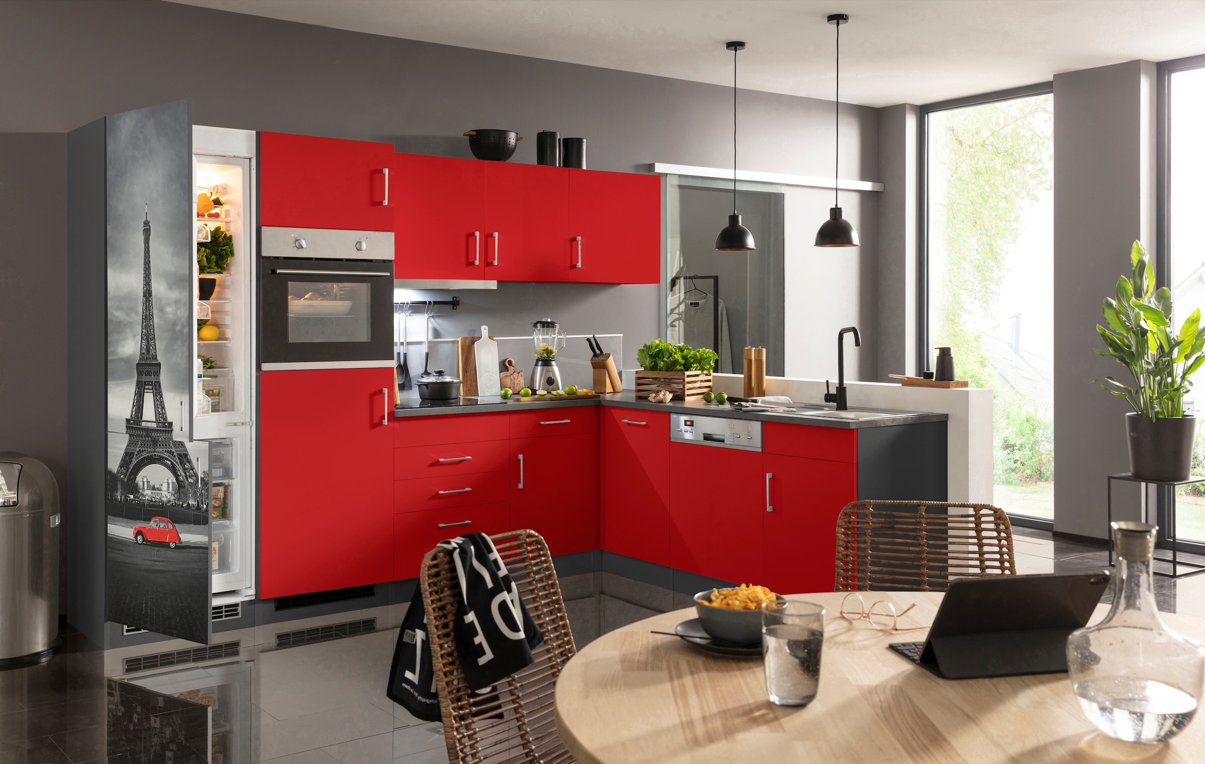 KOCHSTATION Winkelküche »KS-Paris«, Stellbreite 290/220 cm, wahlweise mit Induktionskochfeld