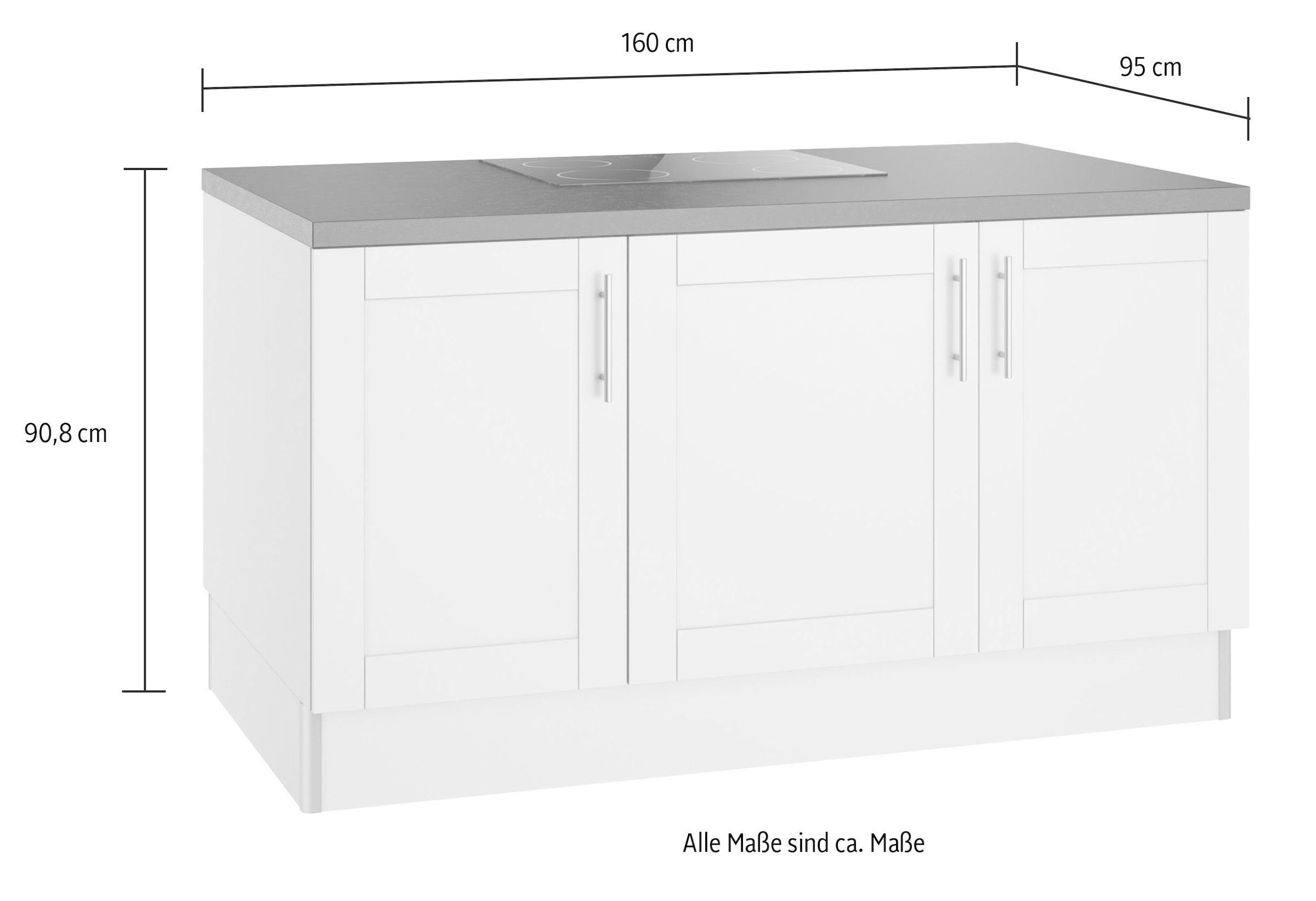 OPTIFIT Kochinsel »Ahus«, Kücheninsel, Breite 160 cm, wahlw. mit E-Gerät, Soft Close Funktion